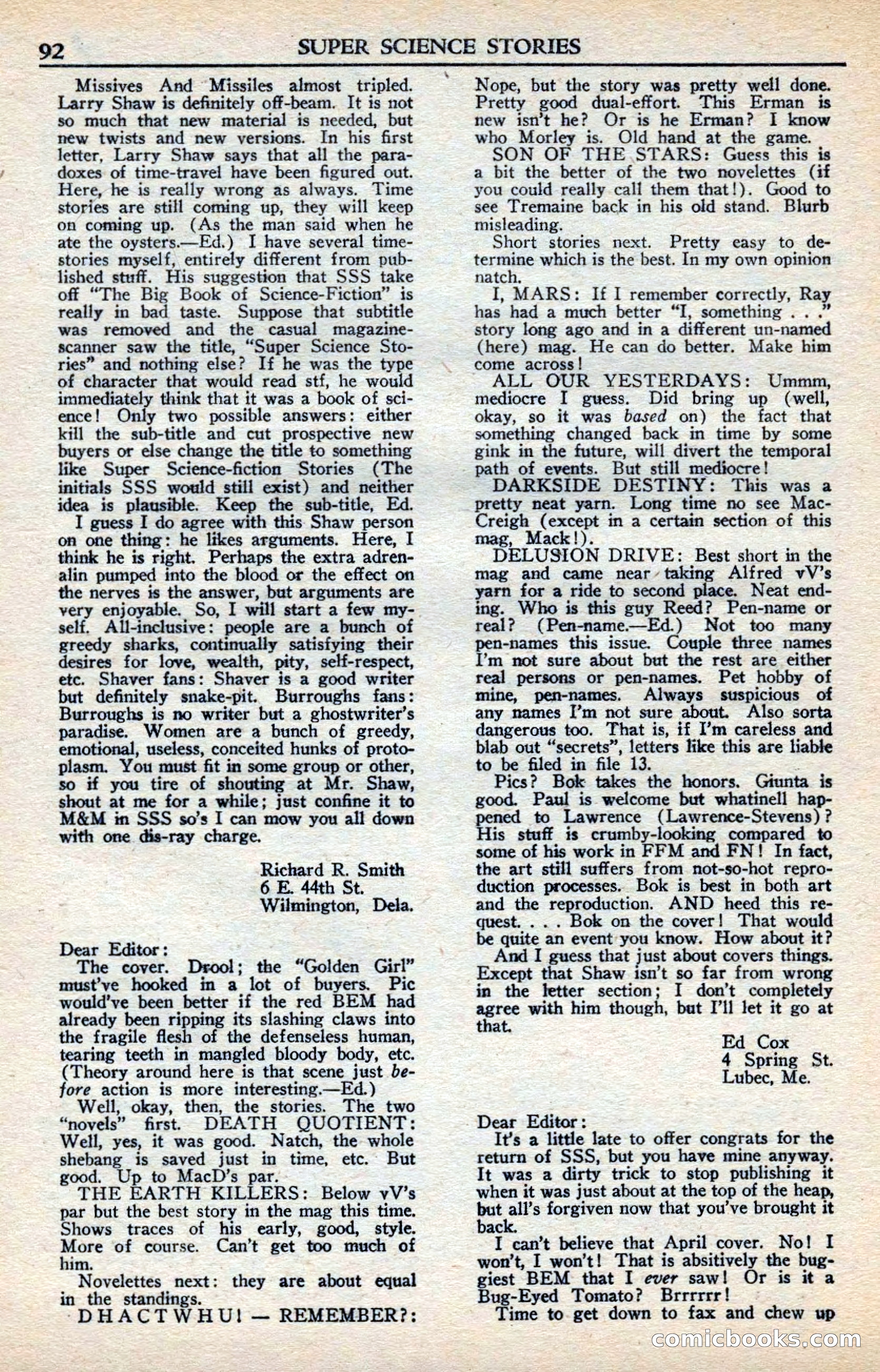 Super Science Stories, November 1949 — page 92 of 132
