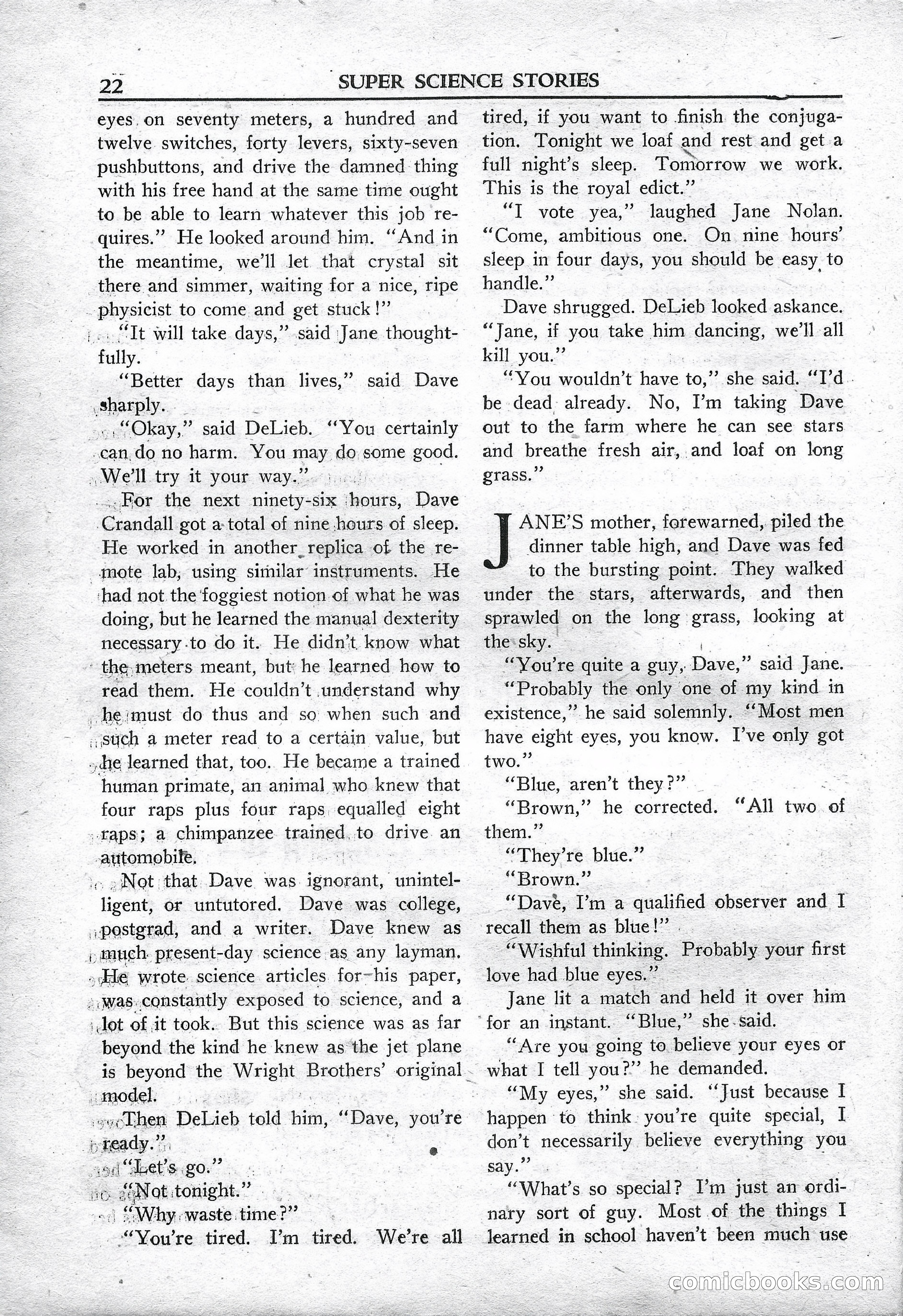 Super Science Stories, May 1950 — page 22 of 132