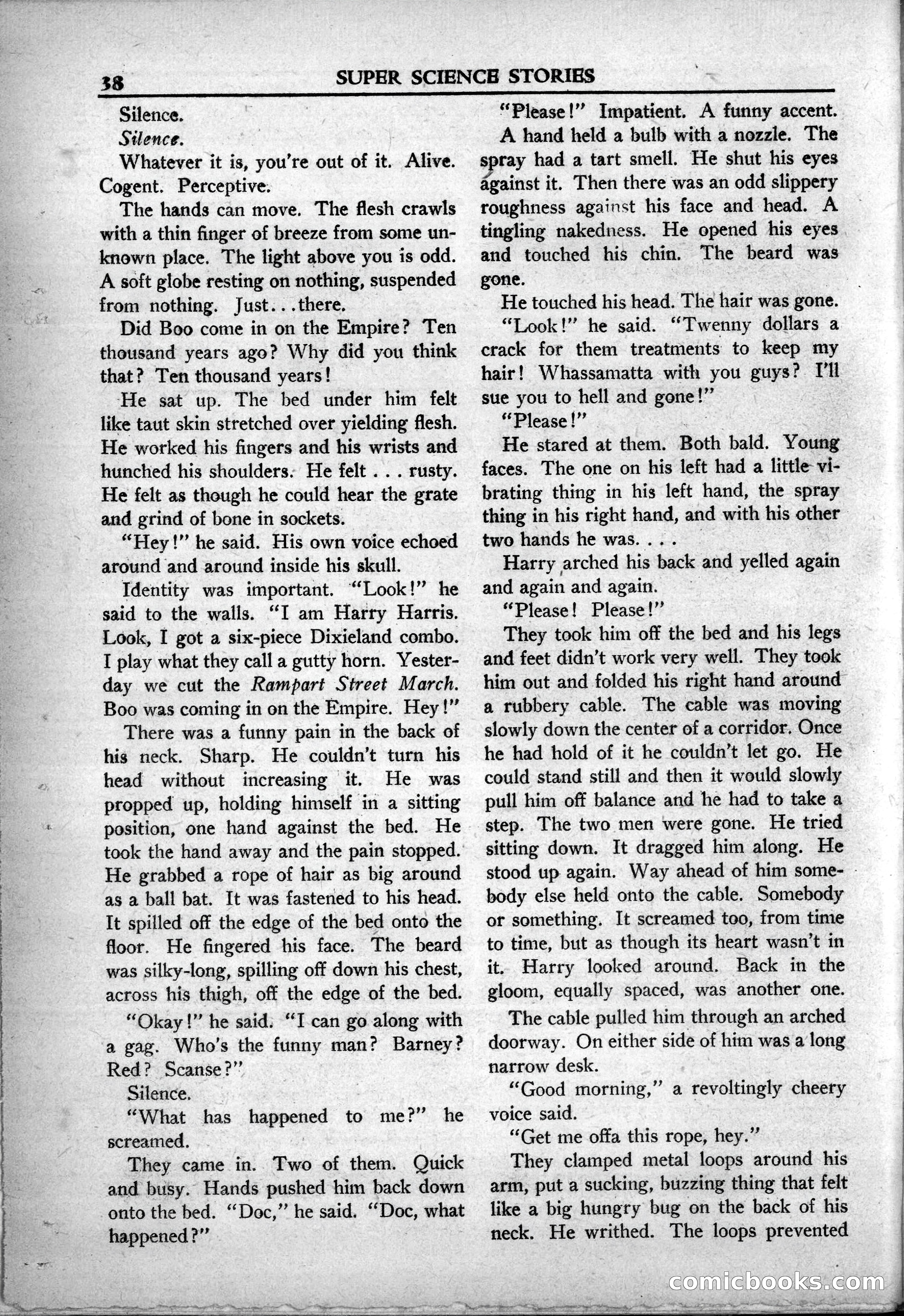 Super Science Stories, May 1950 — page 38 of 132