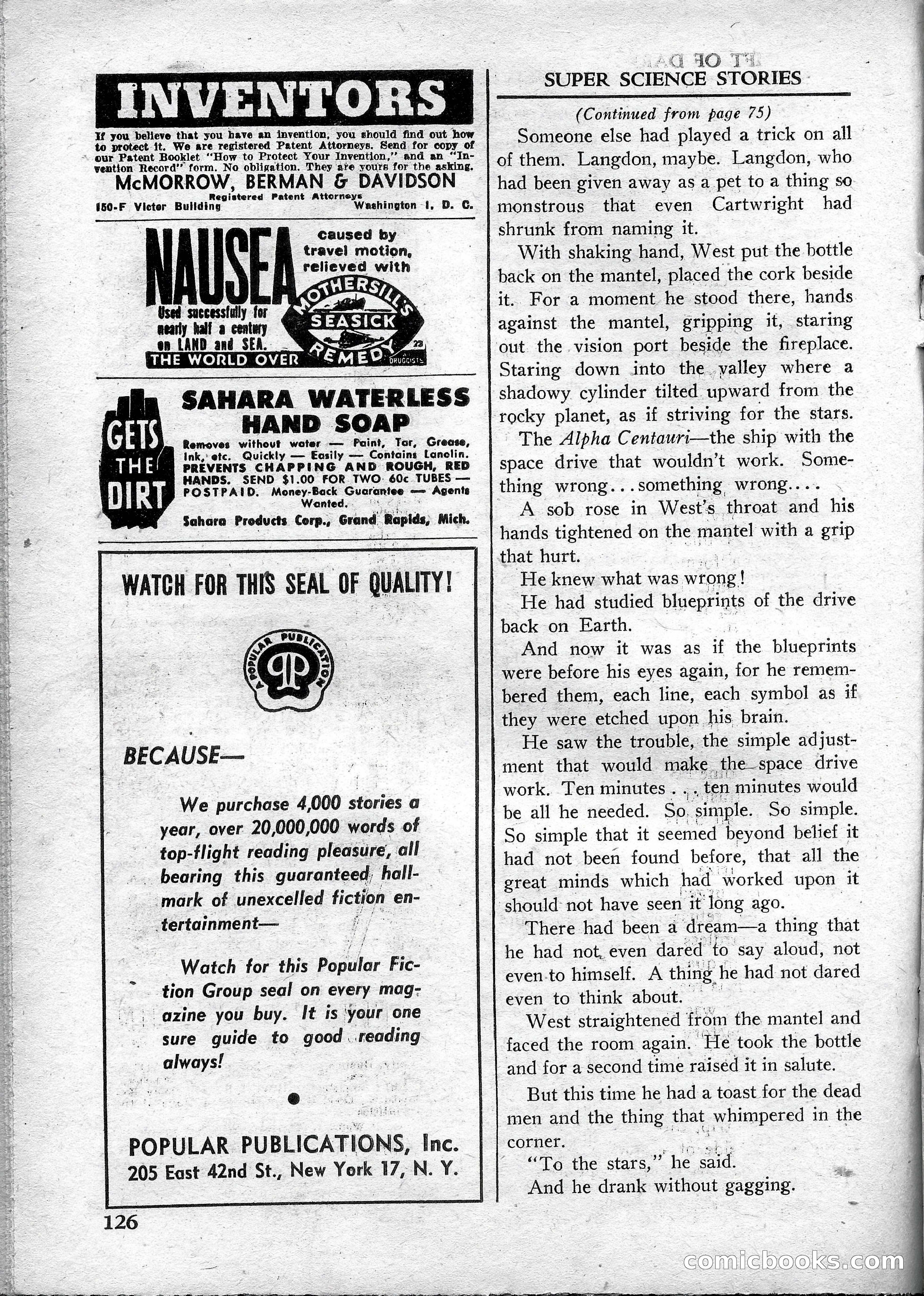 Super Science Stories, May 1950 — page 126 of 132