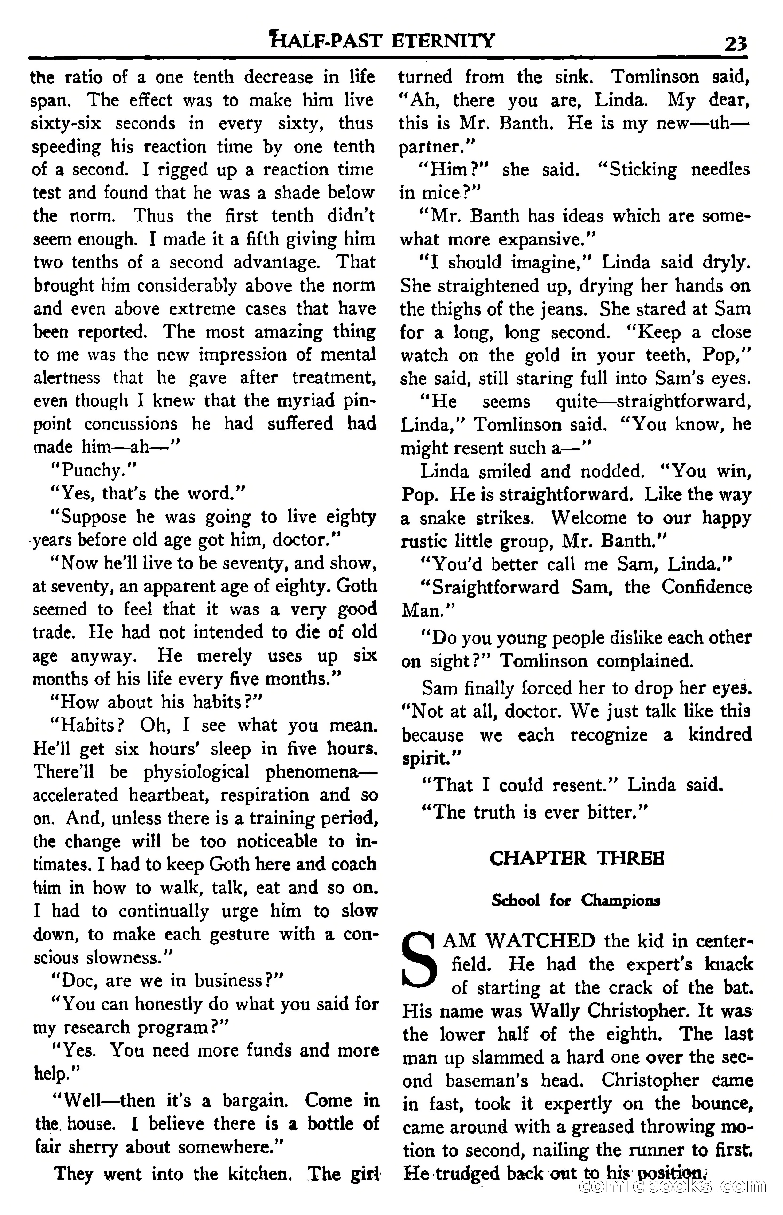 Super Science Stories, July 1950 — page 23 of 133