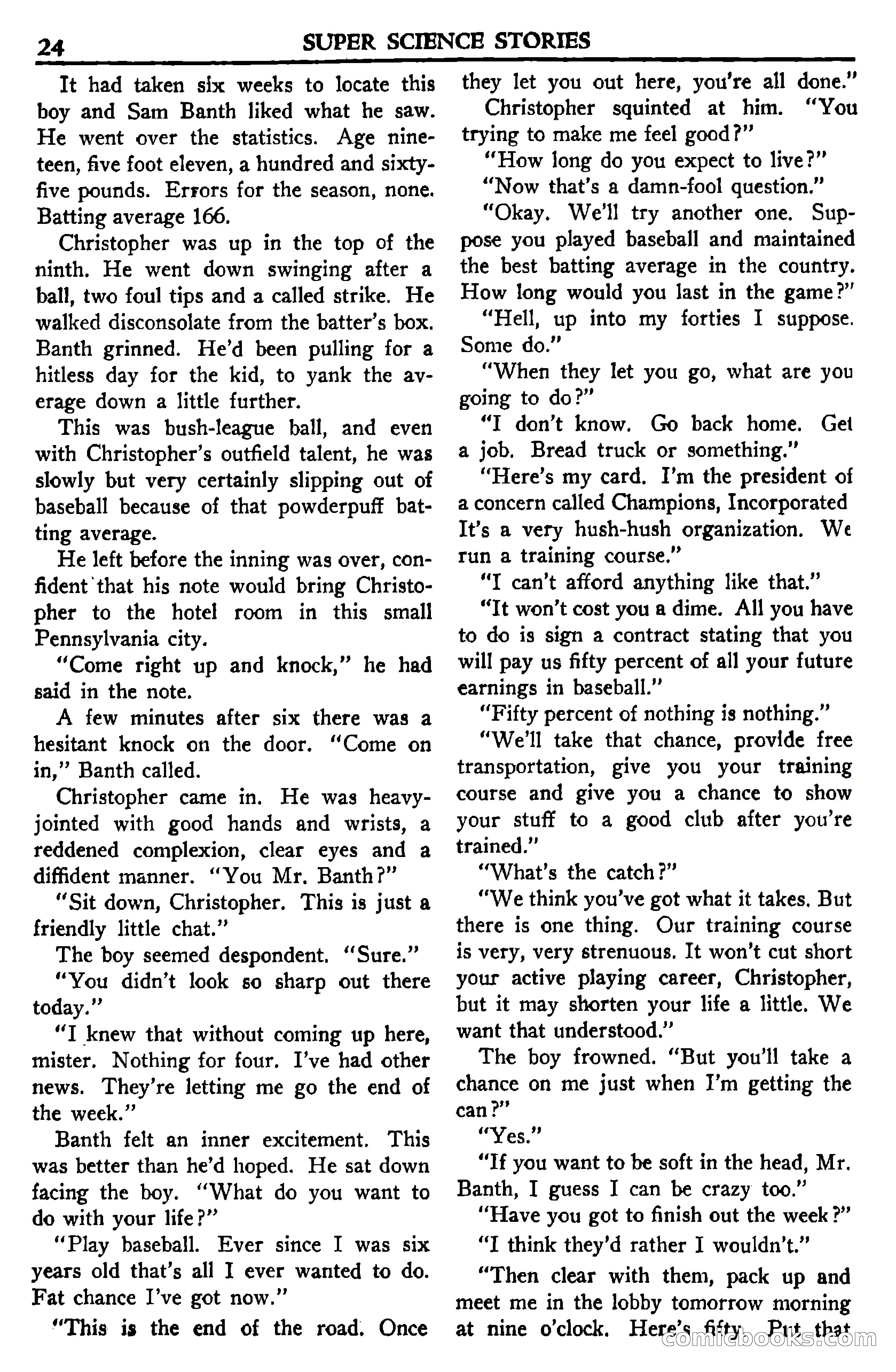 Super Science Stories, July 1950 — page 24 of 133