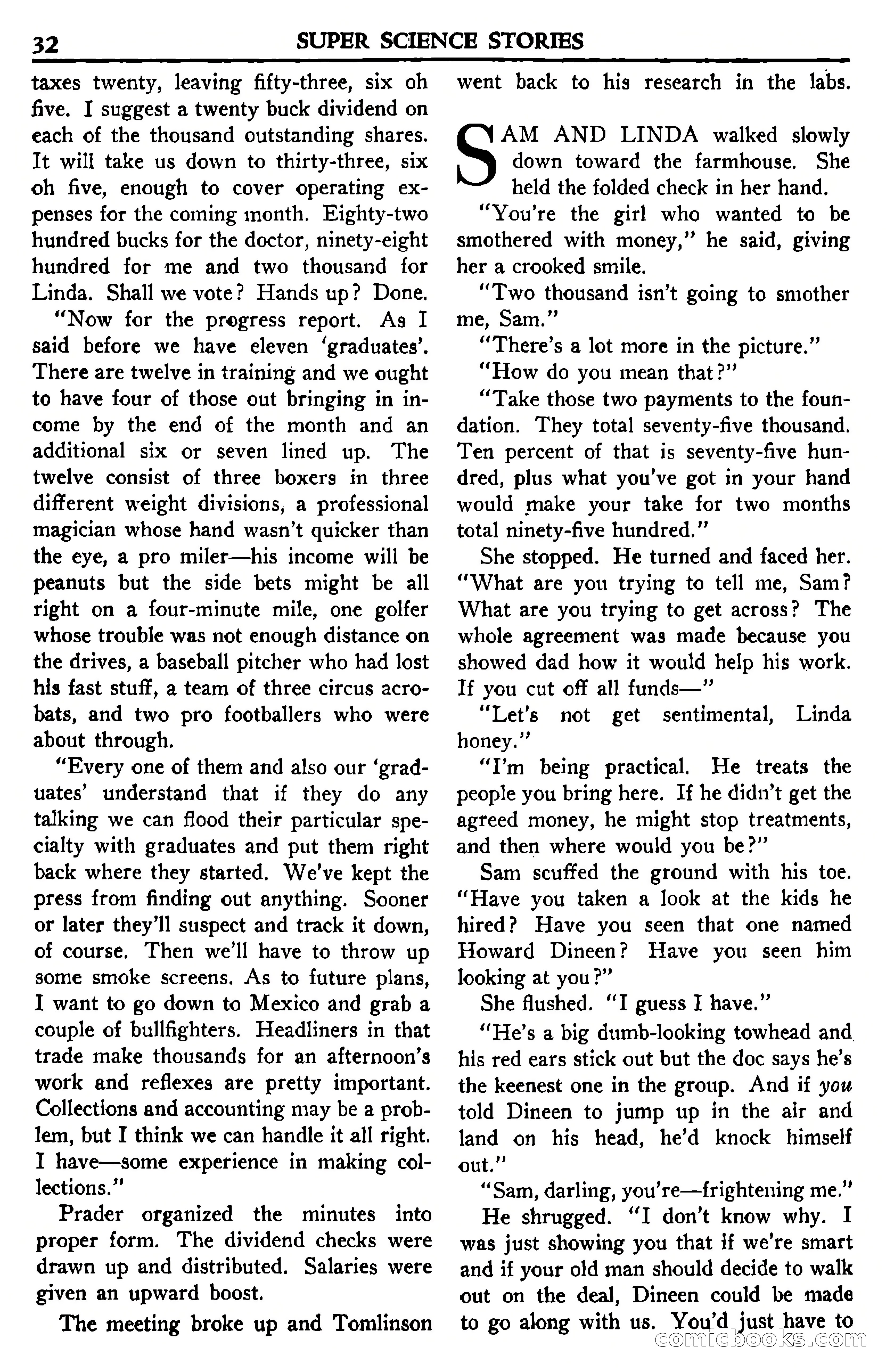 Super Science Stories, July 1950 — page 32 of 133