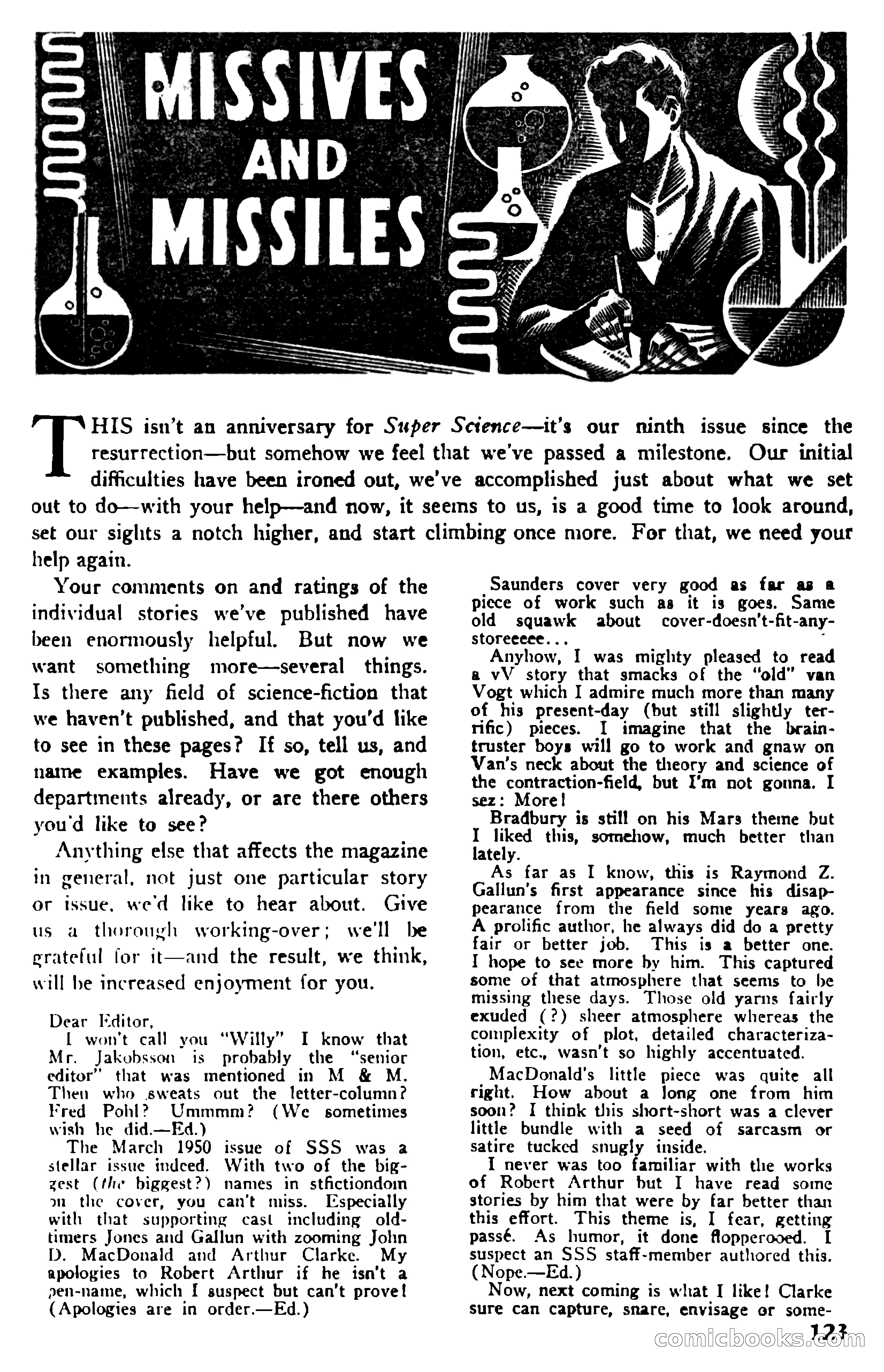 Super Science Stories, July 1950 — page 123 of 133