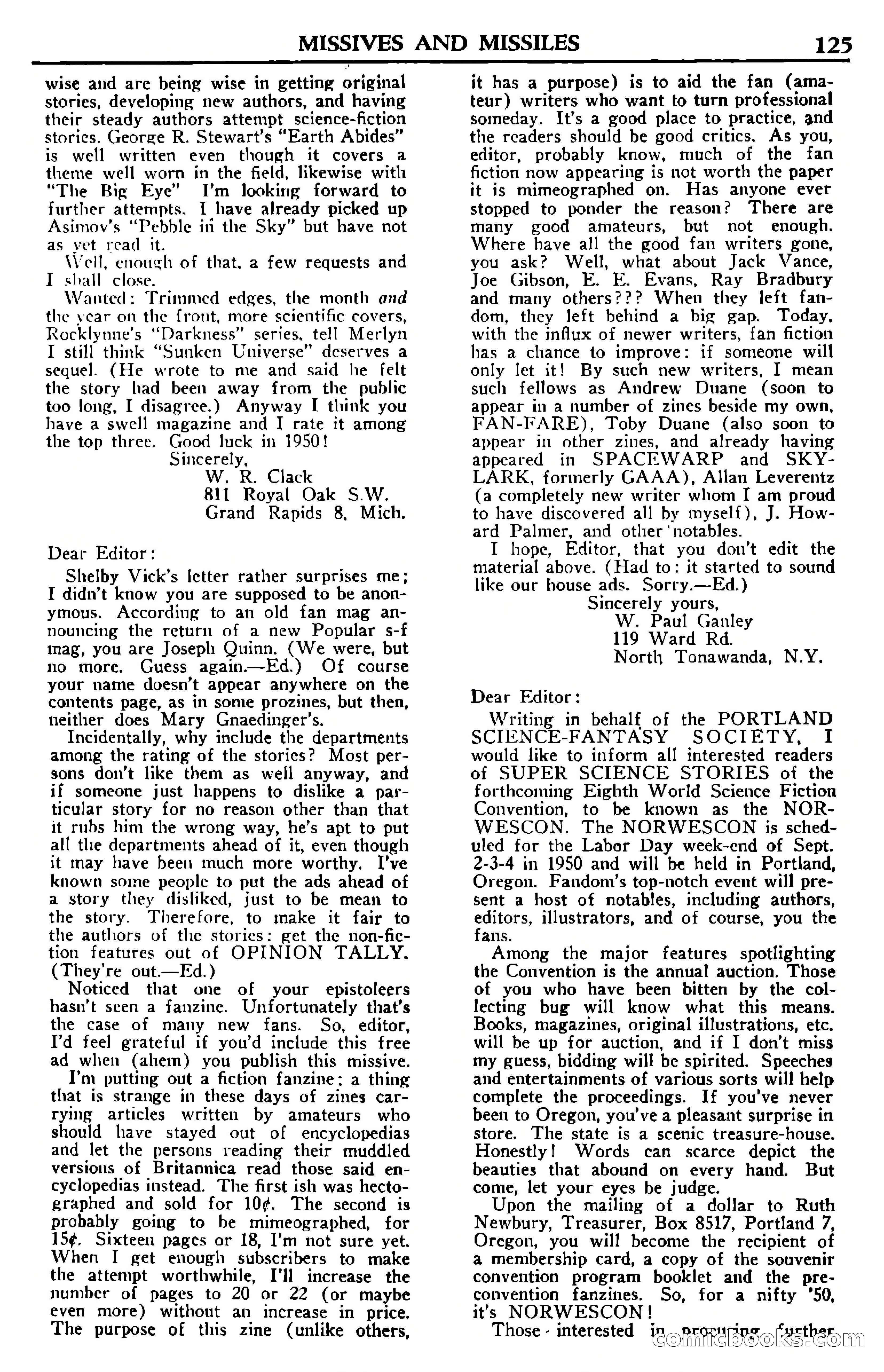 Super Science Stories, July 1950 — page 125 of 133