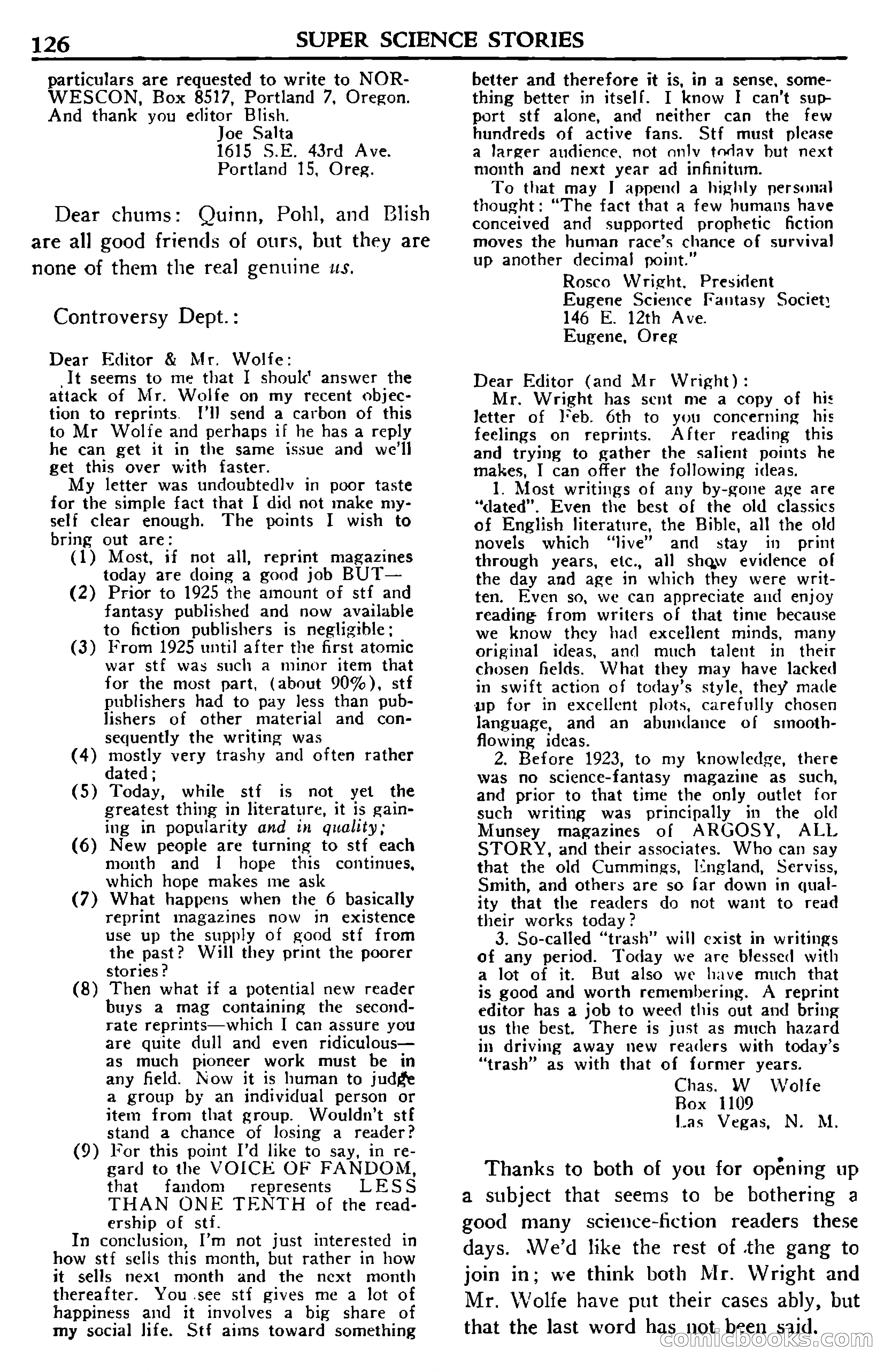 Super Science Stories, July 1950 — page 126 of 133