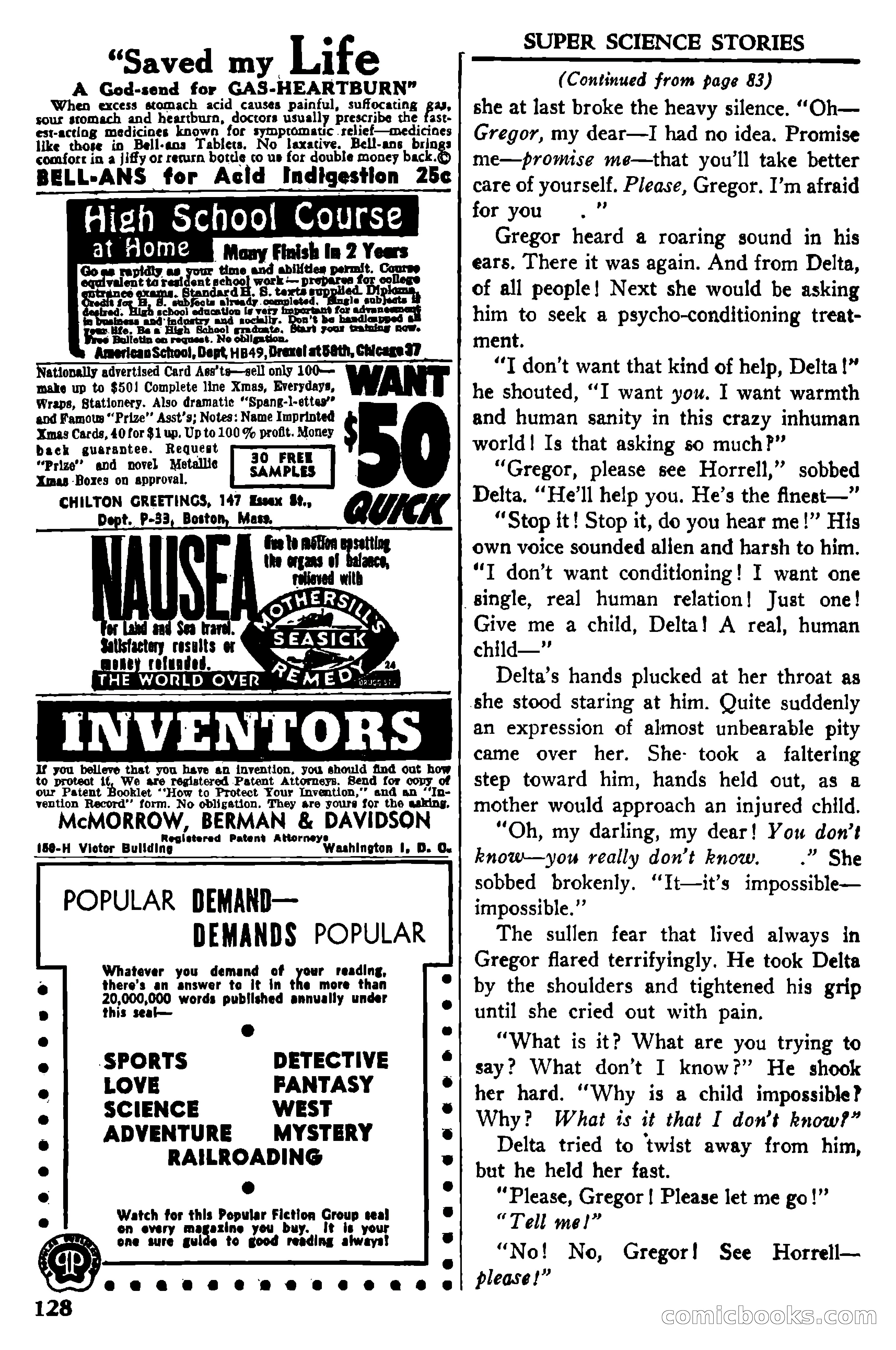 Super Science Stories, July 1950 — page 128 of 133
