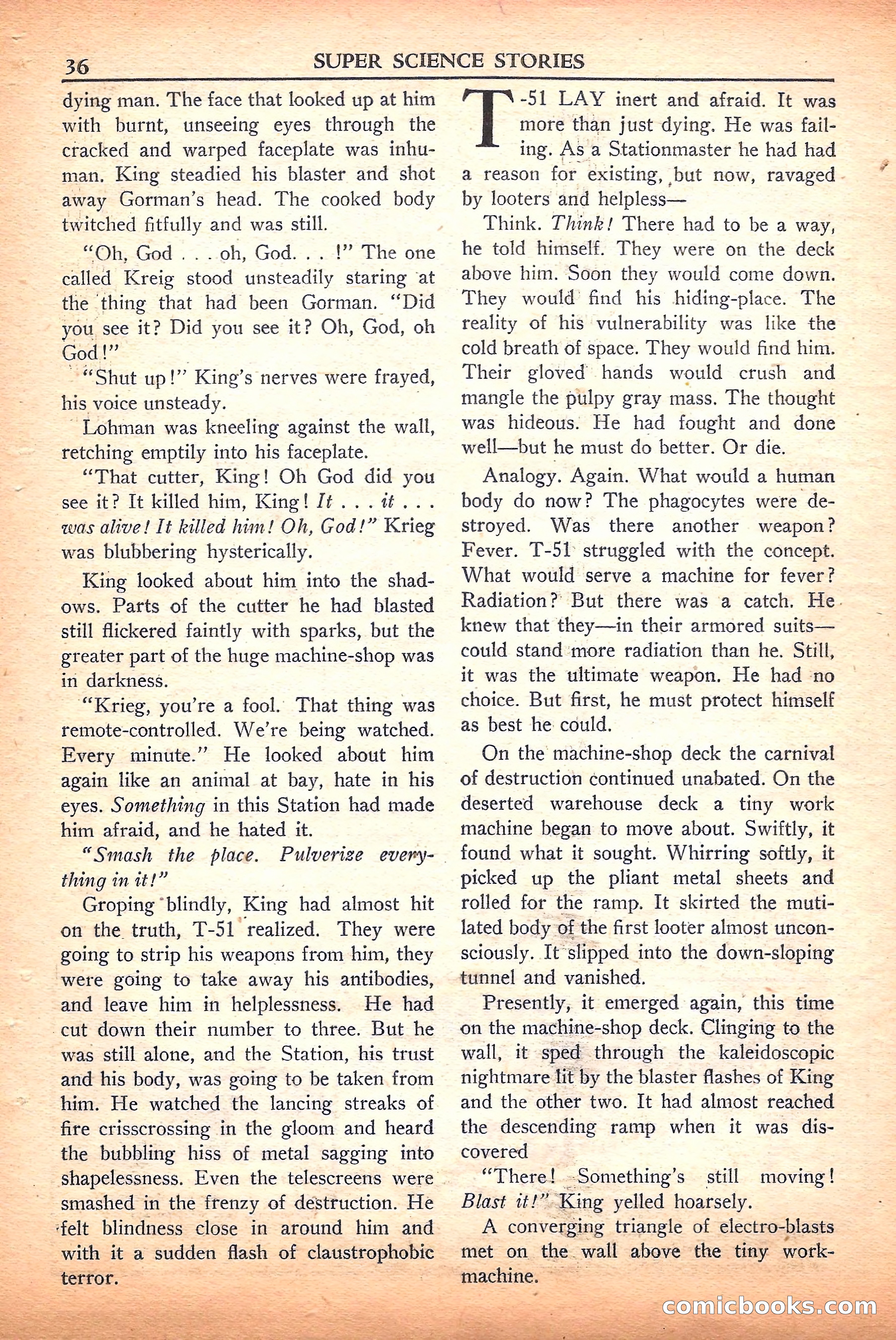 Super Science Stories, September 1950 — page 36 of 132