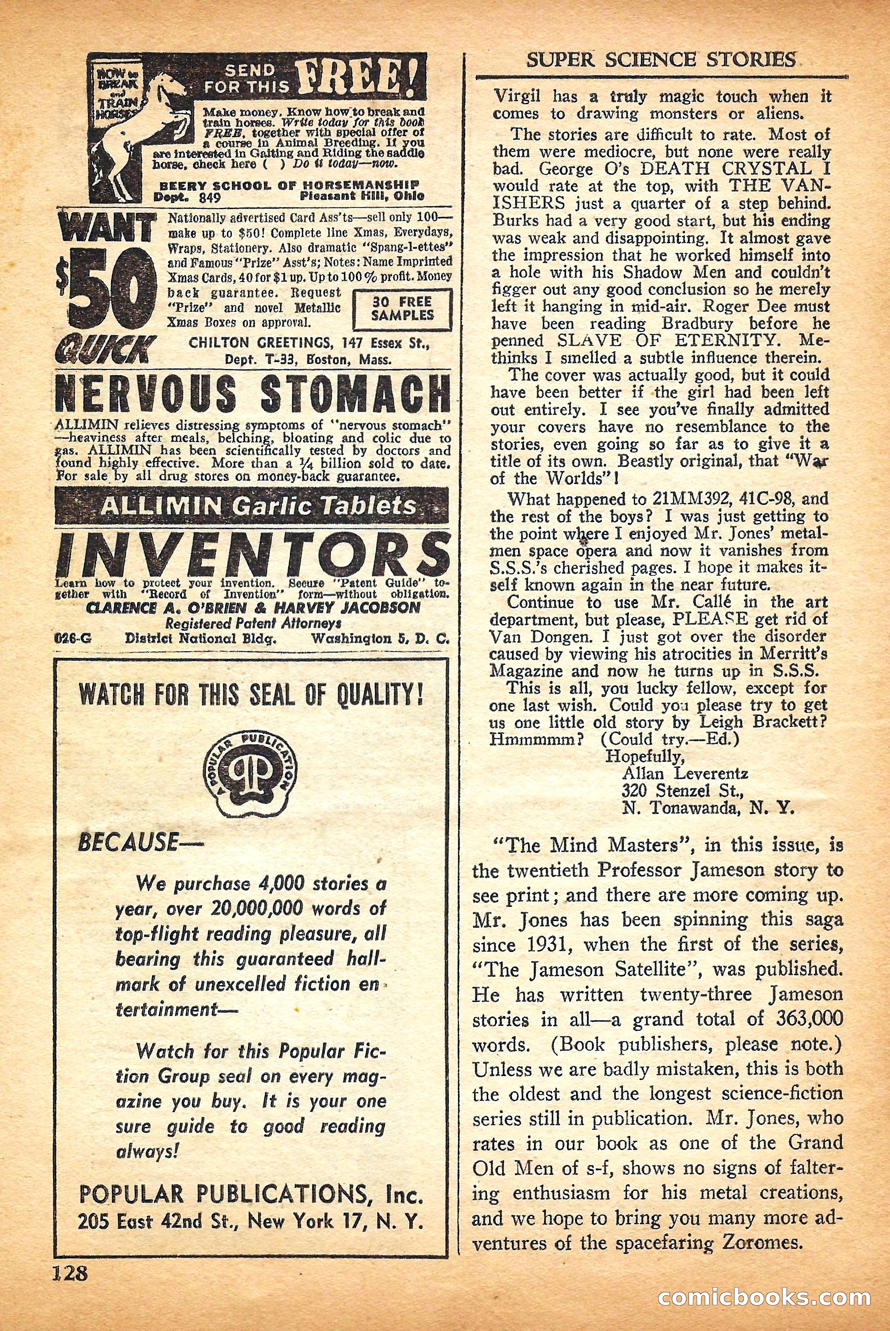 Super Science Stories, September 1950 — page 128 of 132