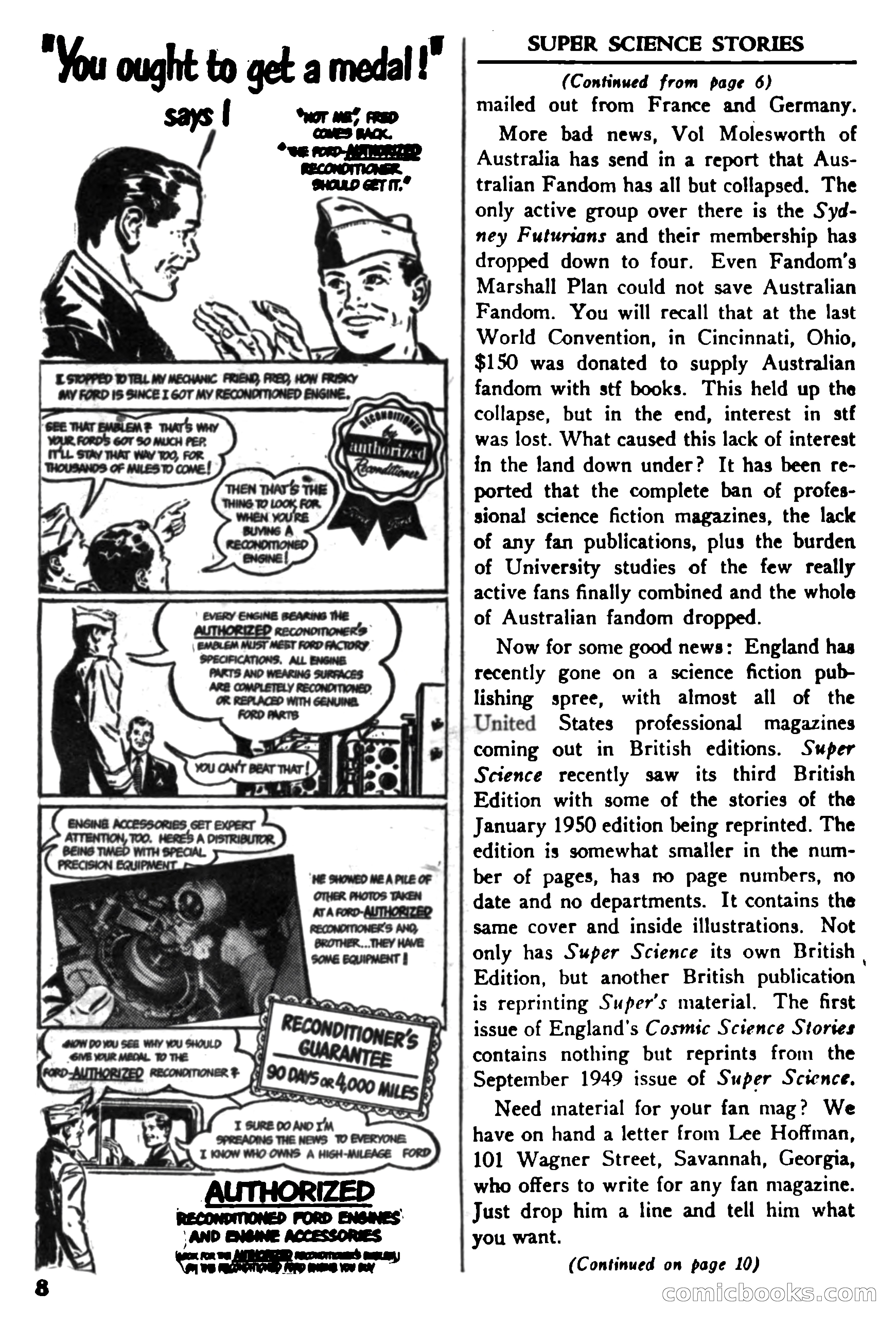Super Science Stories, November 1950 — page 8 of 133