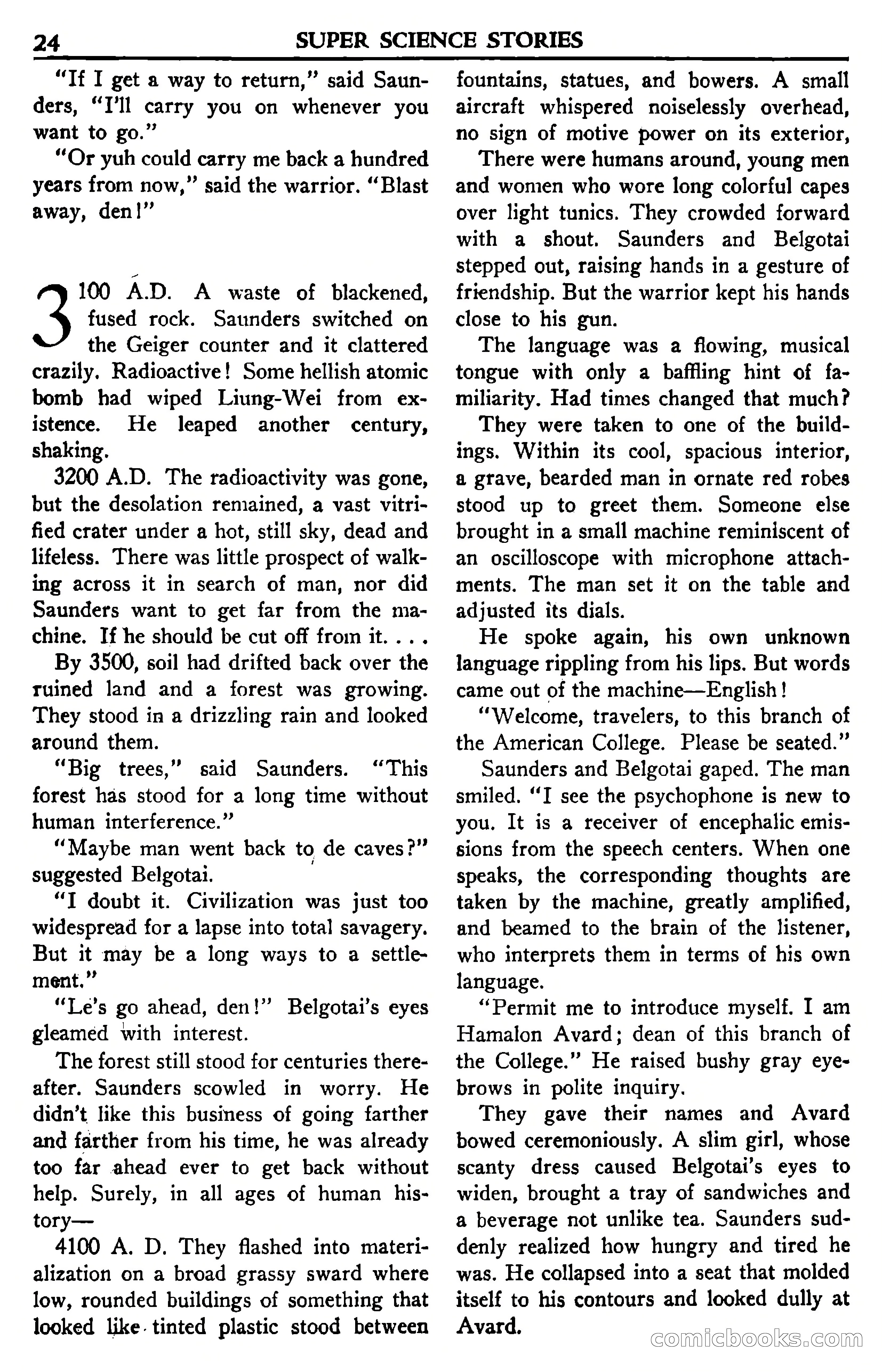 Super Science Stories, November 1950 — page 24 of 133