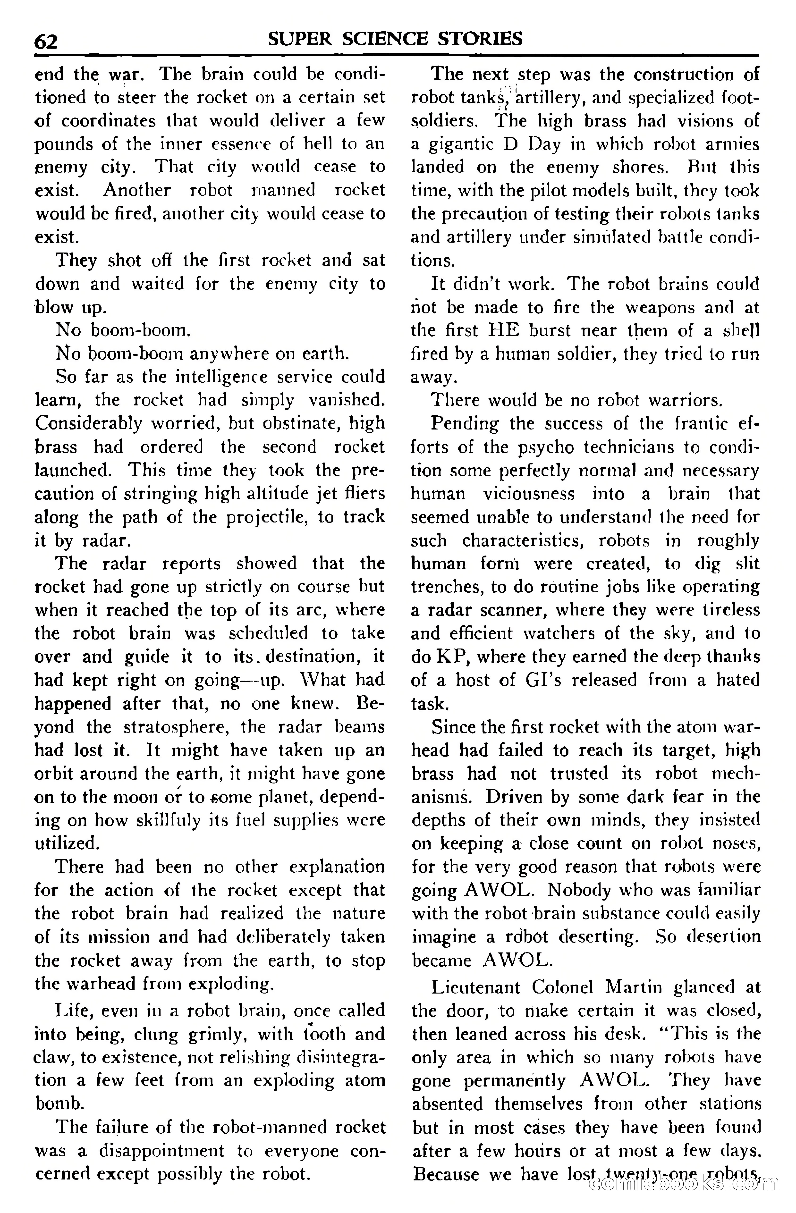 Super Science Stories, November 1950 — page 62 of 133
