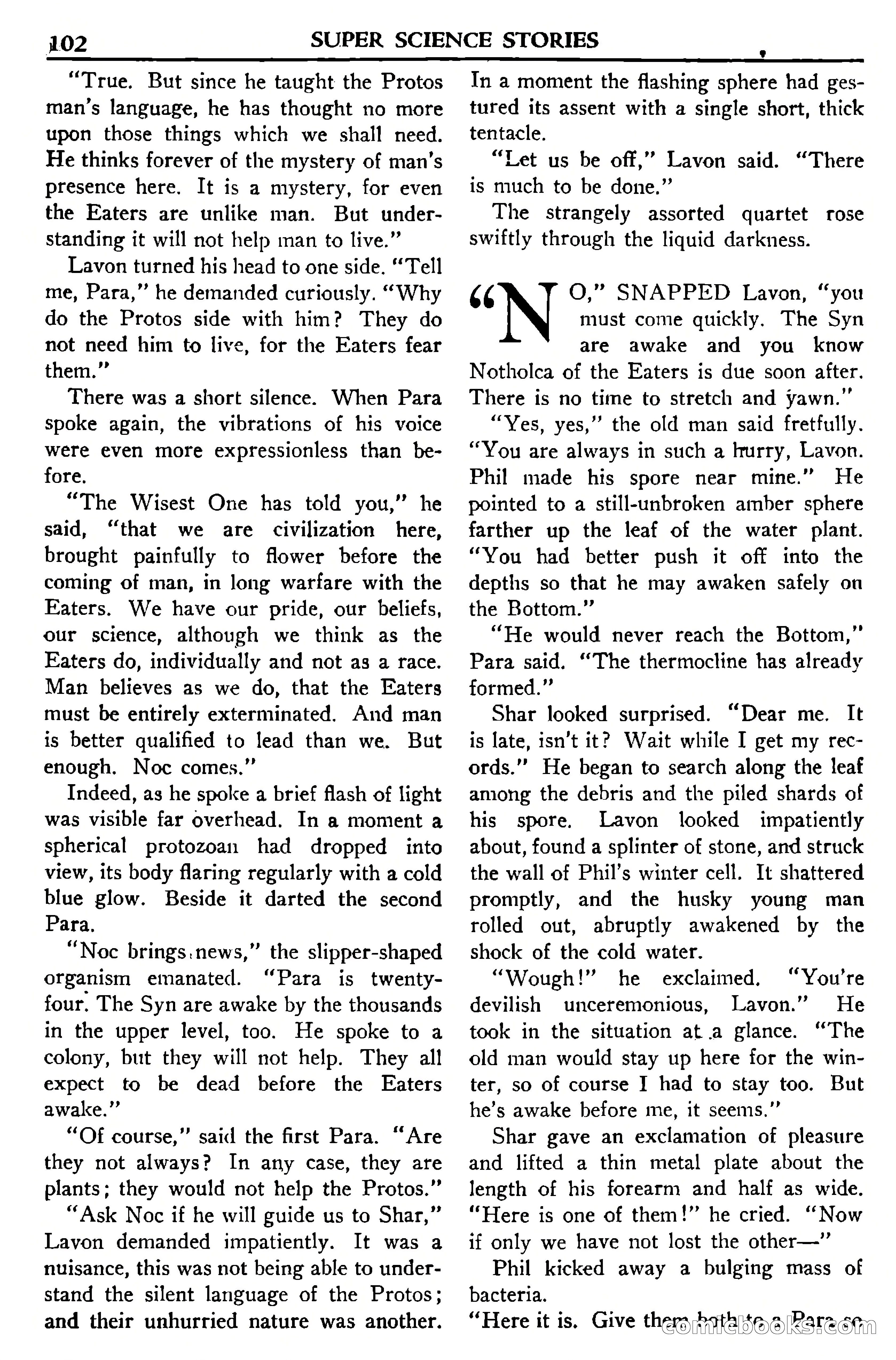 Super Science Stories, November 1950 — page 102 of 133