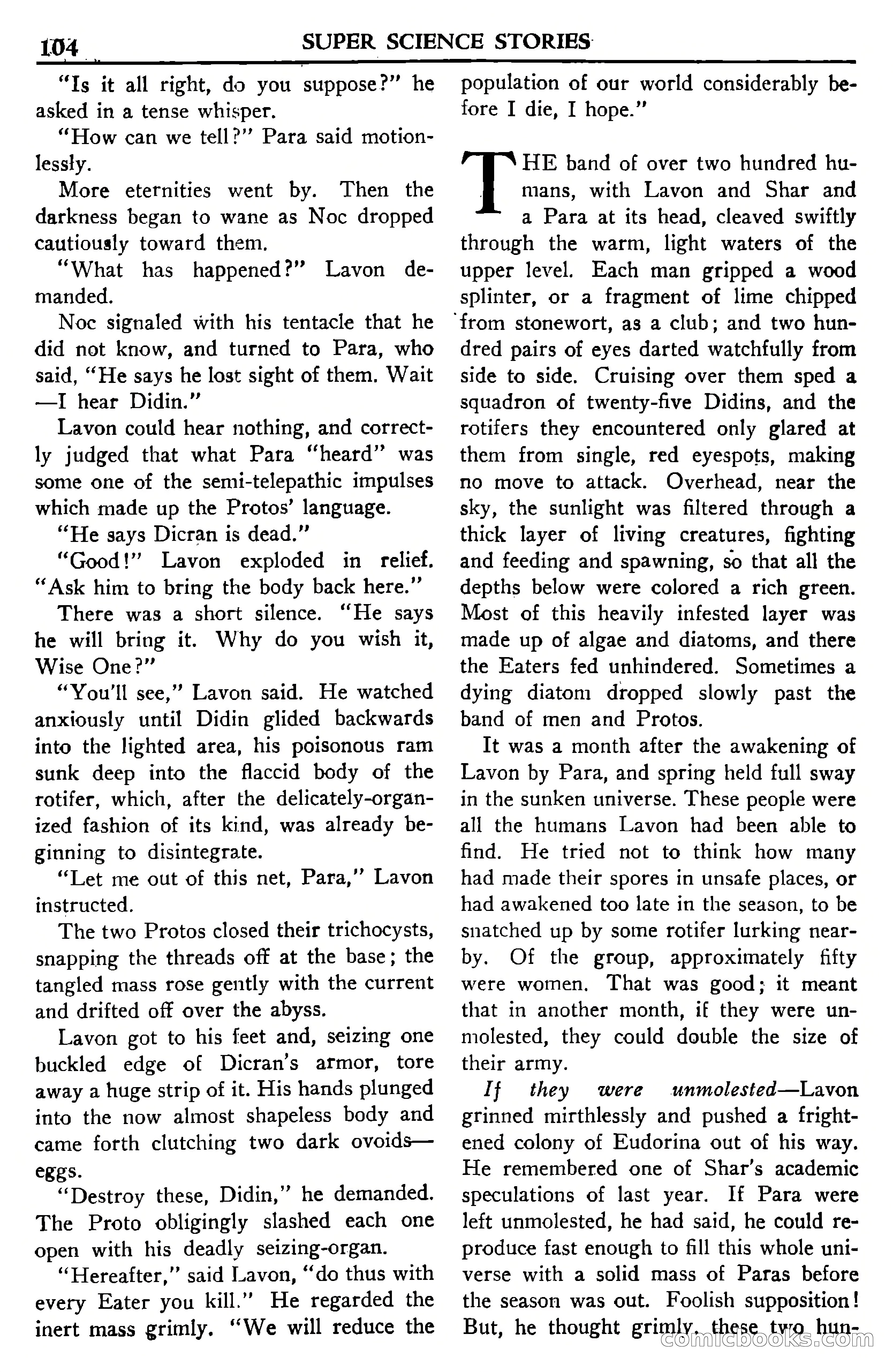 Super Science Stories, November 1950 — page 104 of 133