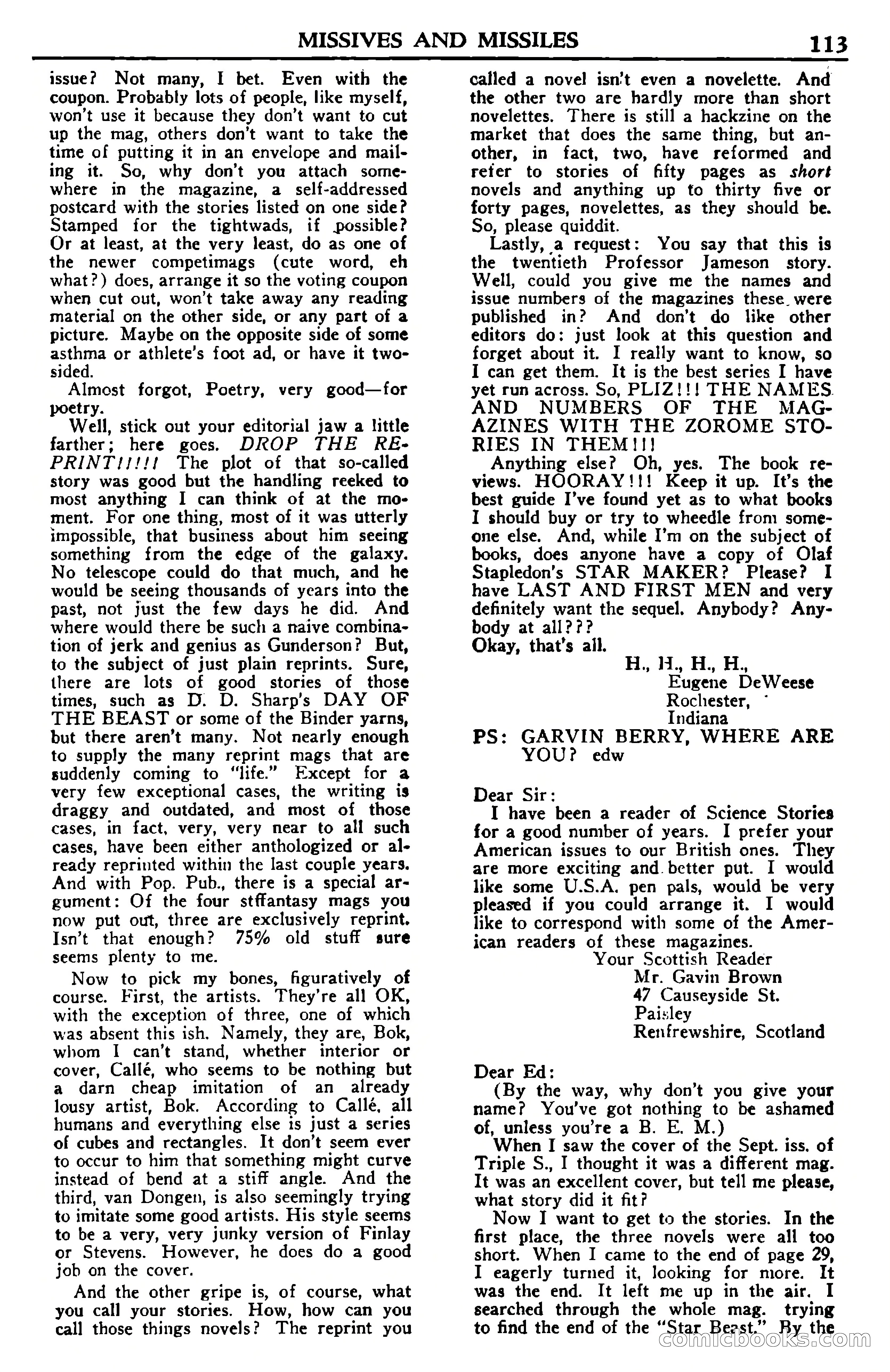 Super Science Stories, November 1950 — page 113 of 133