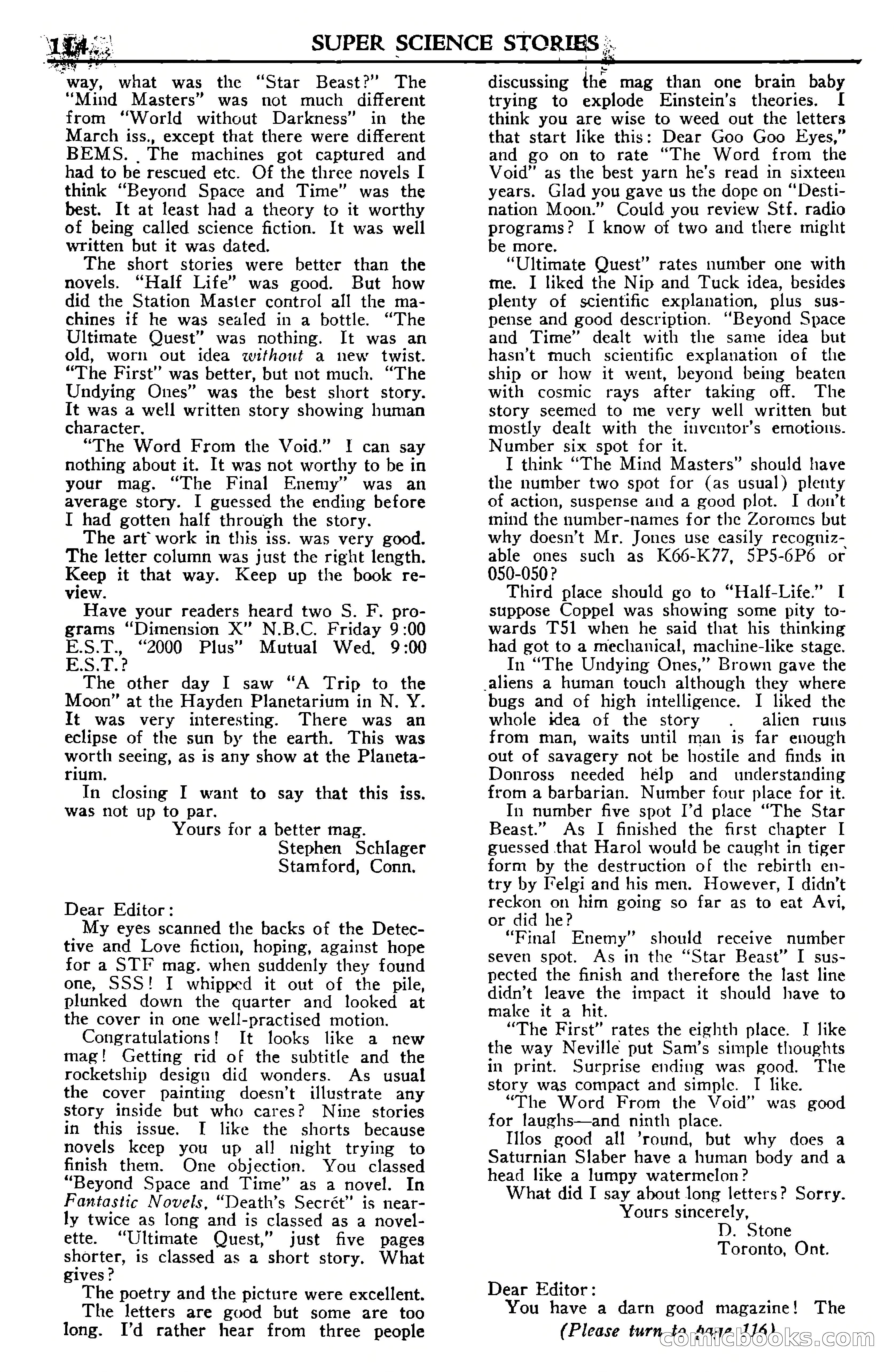 Super Science Stories, November 1950 — page 114 of 133