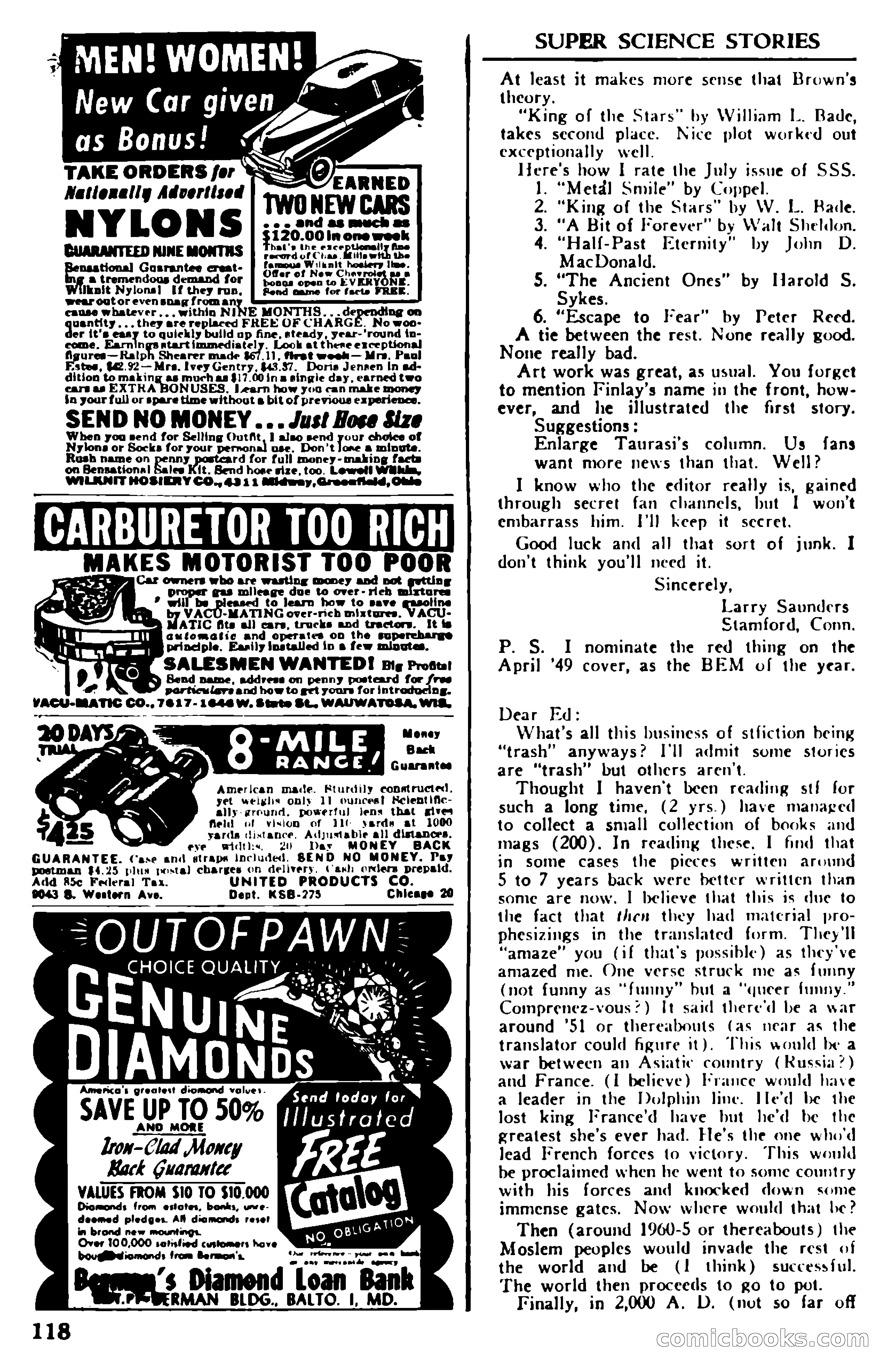 Super Science Stories, November 1950 — page 118 of 133