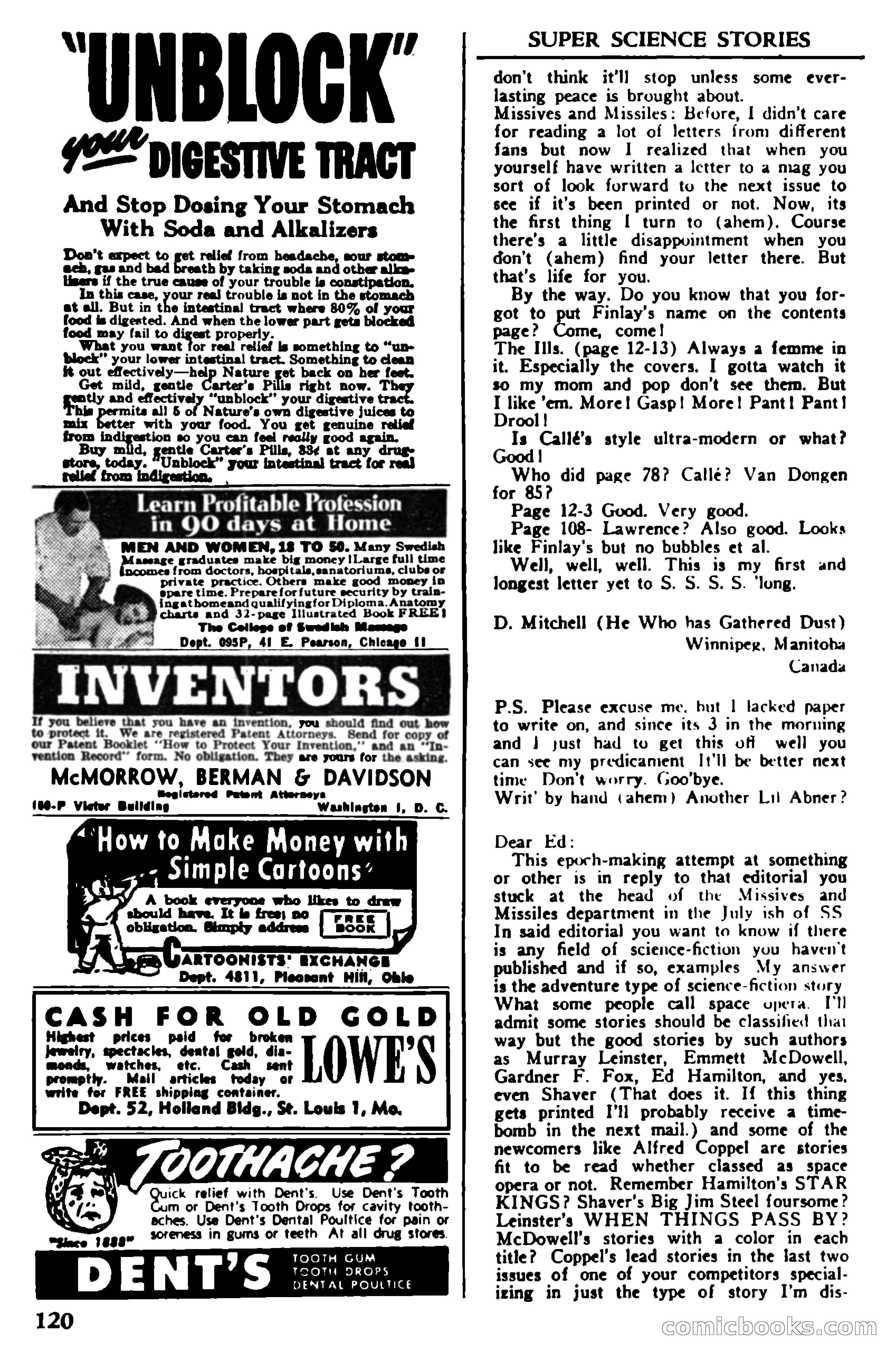 Super Science Stories, November 1950 — page 120 of 133