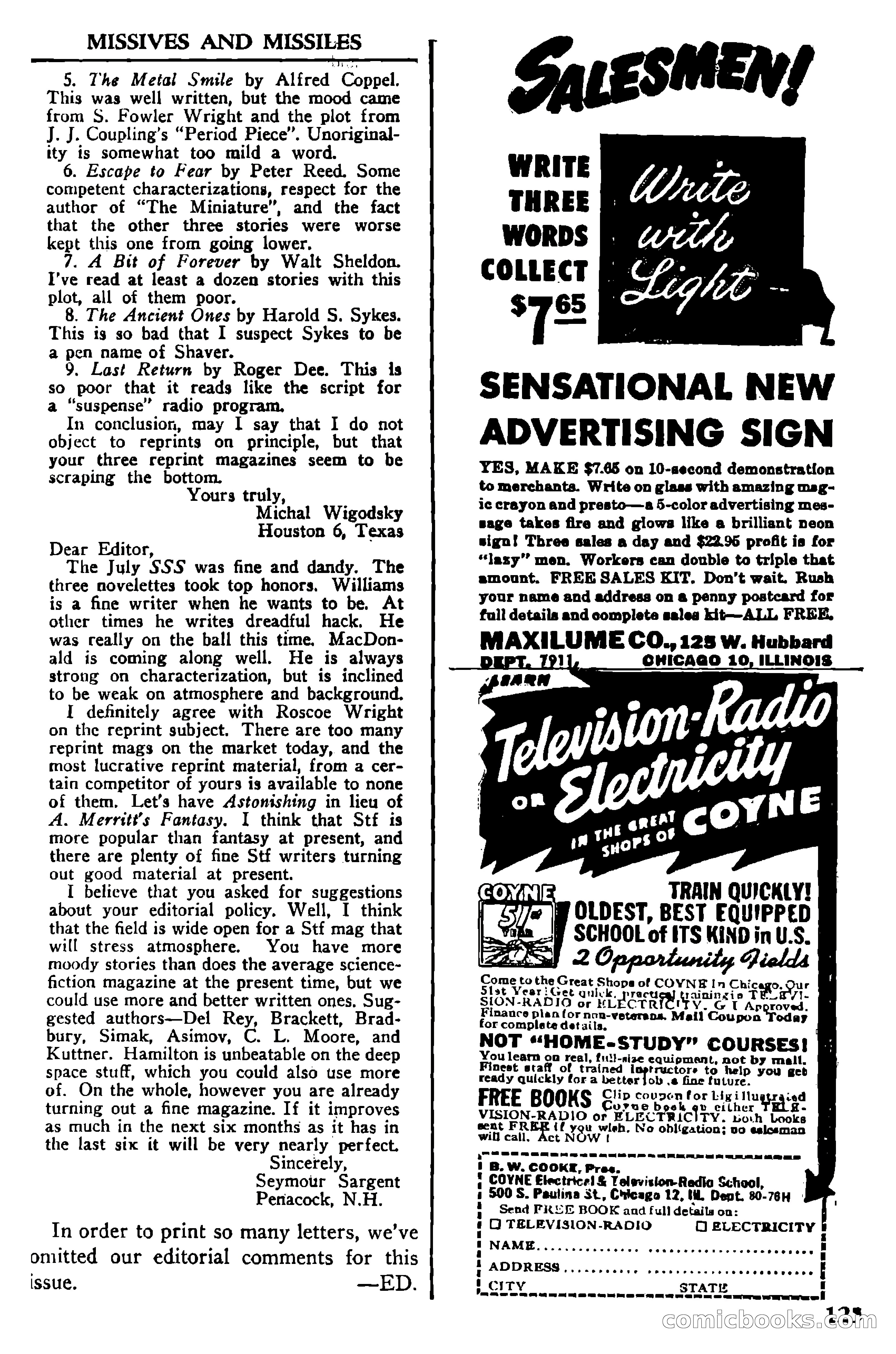 Super Science Stories, November 1950 — page 125 of 133