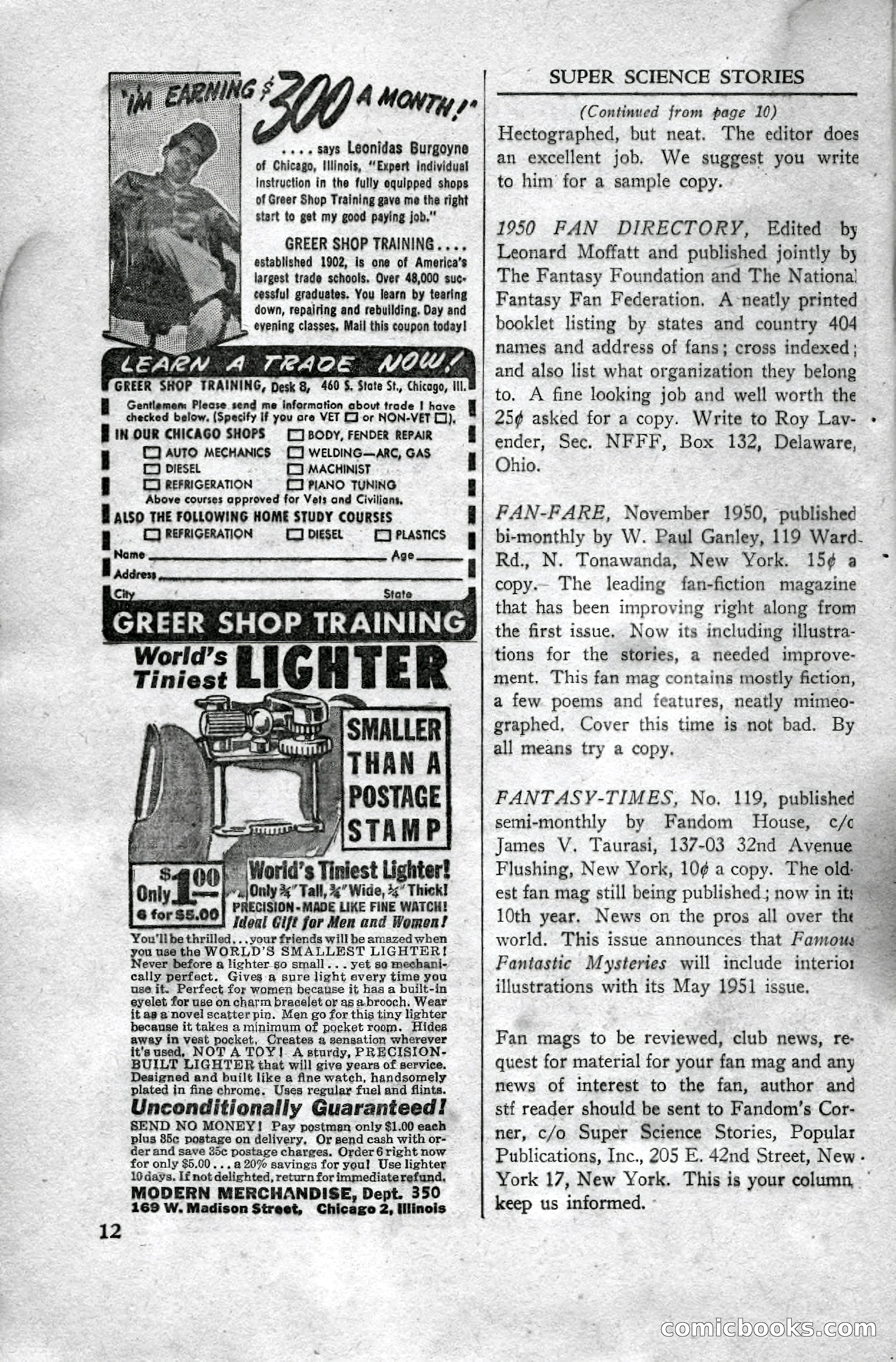 Super Science Stories, April 1951 — page 12 of 116