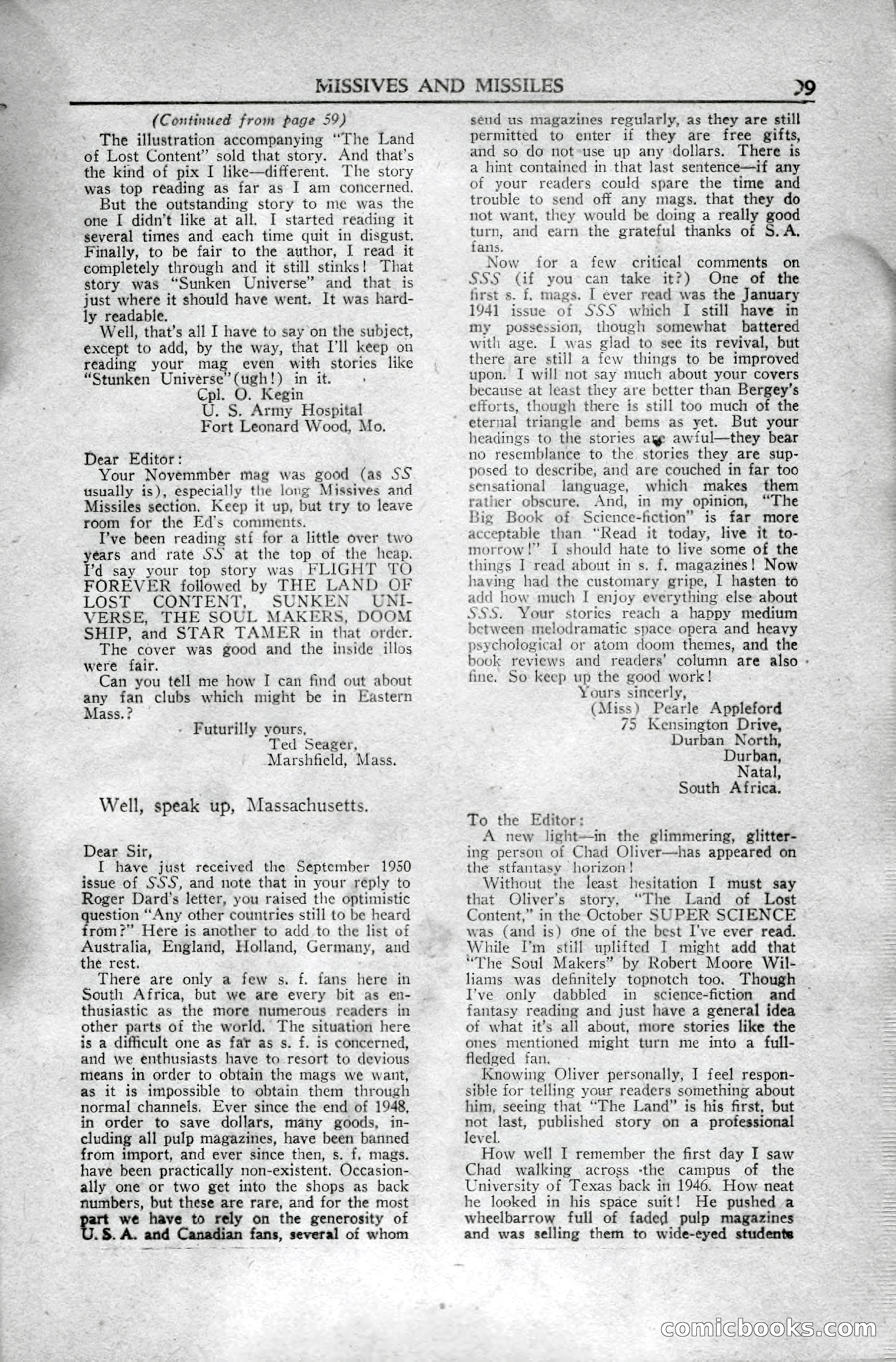 Super Science Stories, April 1951 — page 99 of 116
