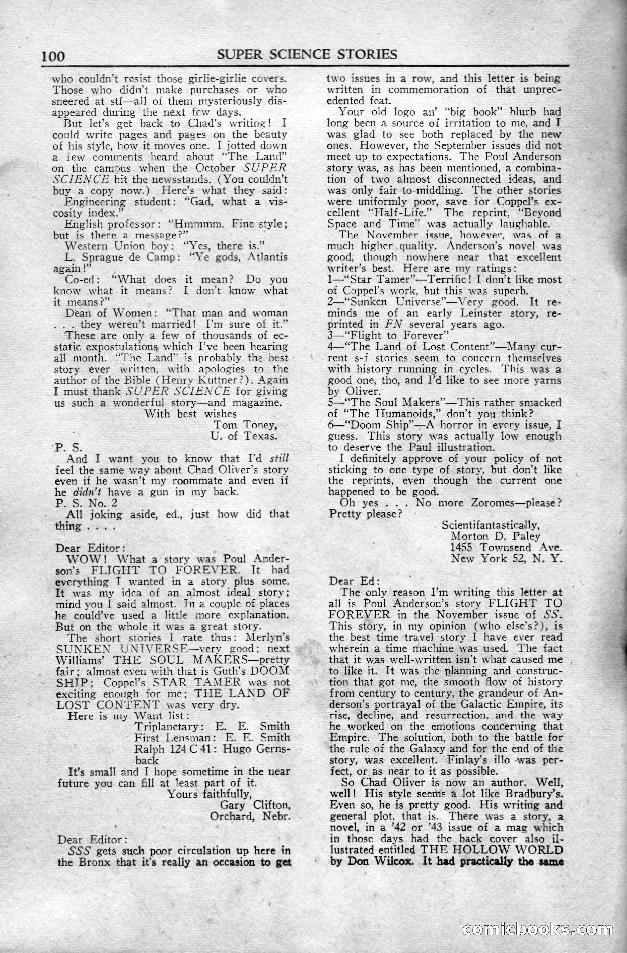 Super Science Stories, April 1951 — page 100 of 116