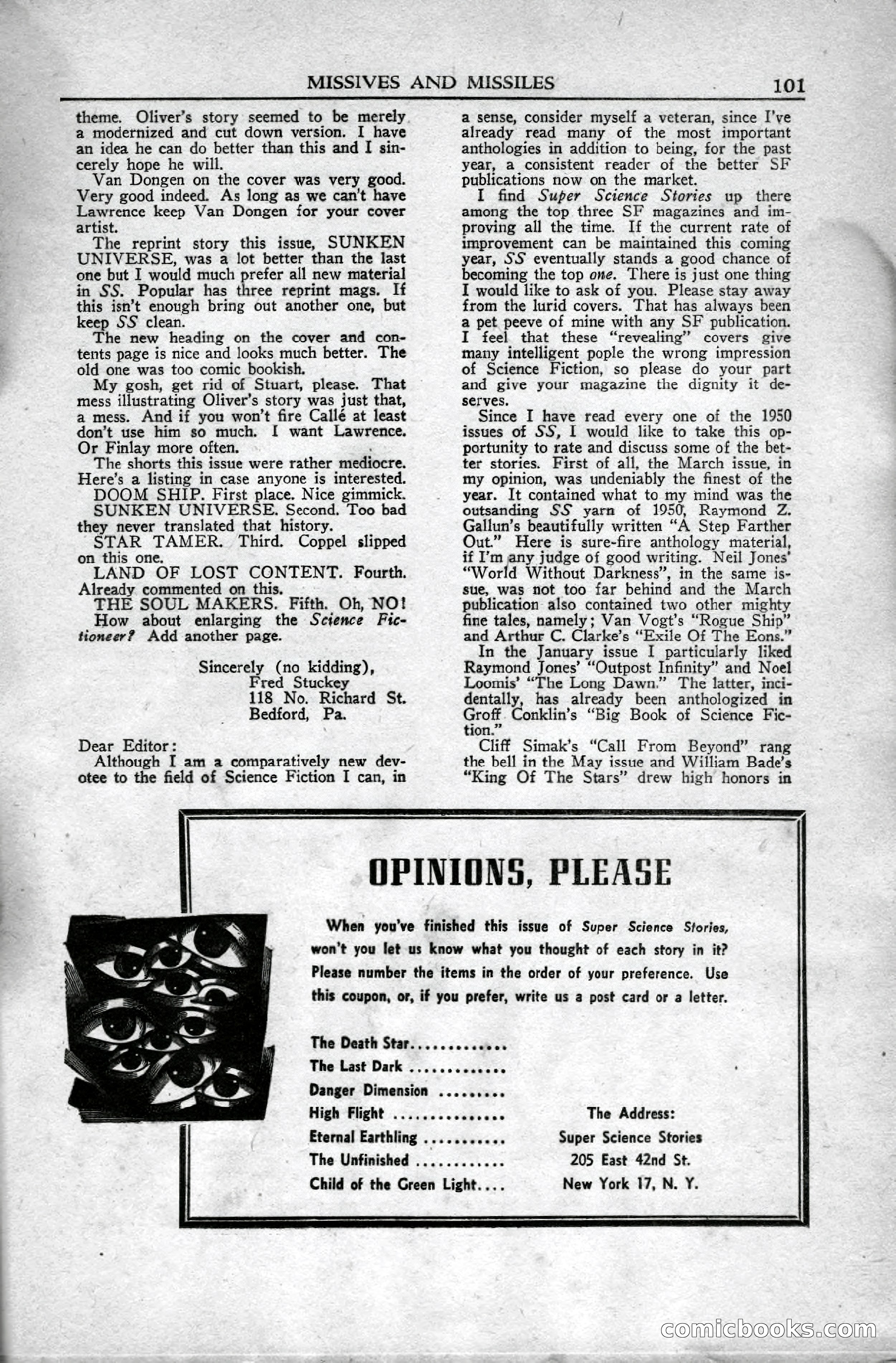 Super Science Stories, April 1951 — page 101 of 116