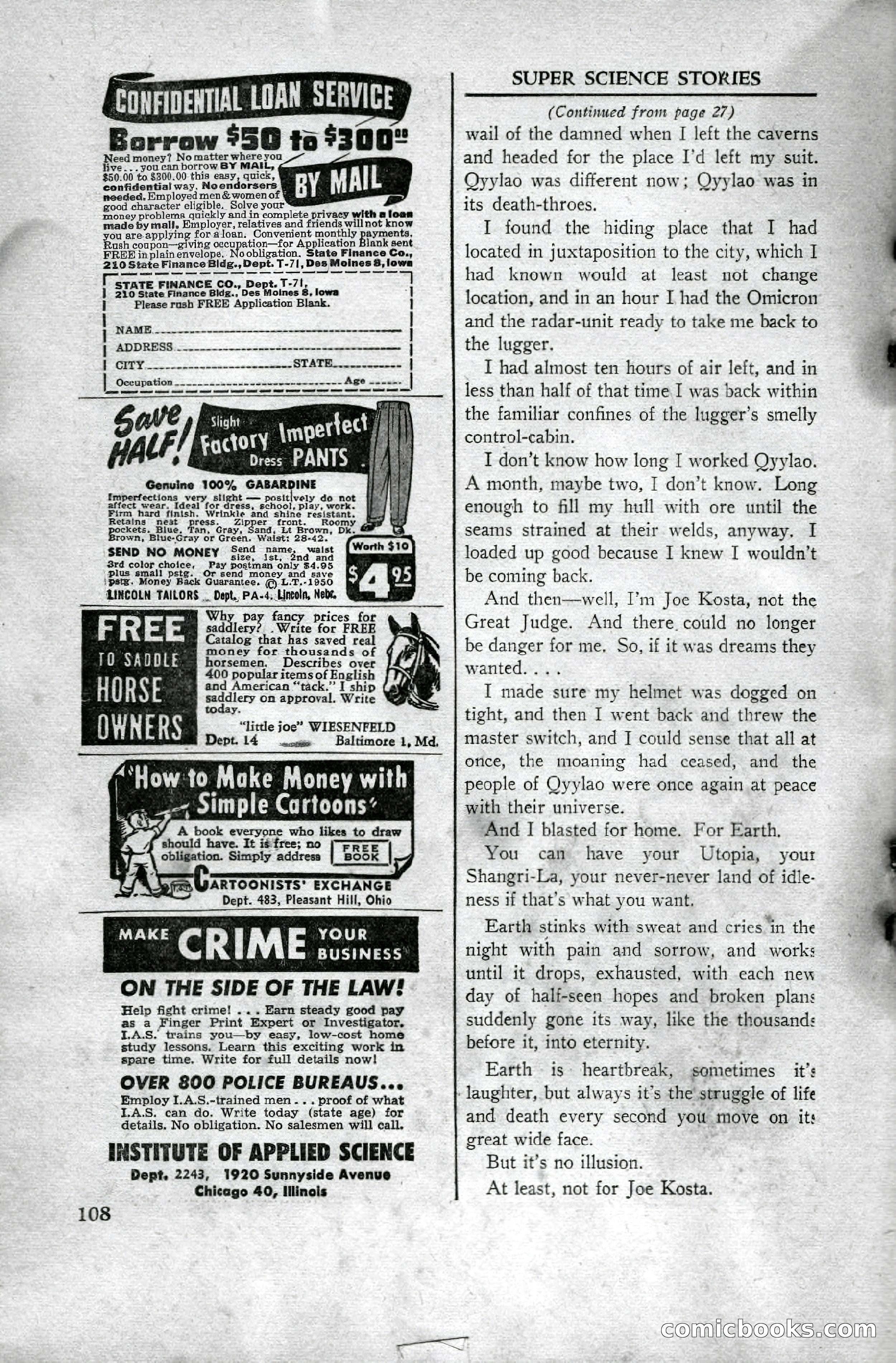 Super Science Stories, April 1951 — page 108 of 116