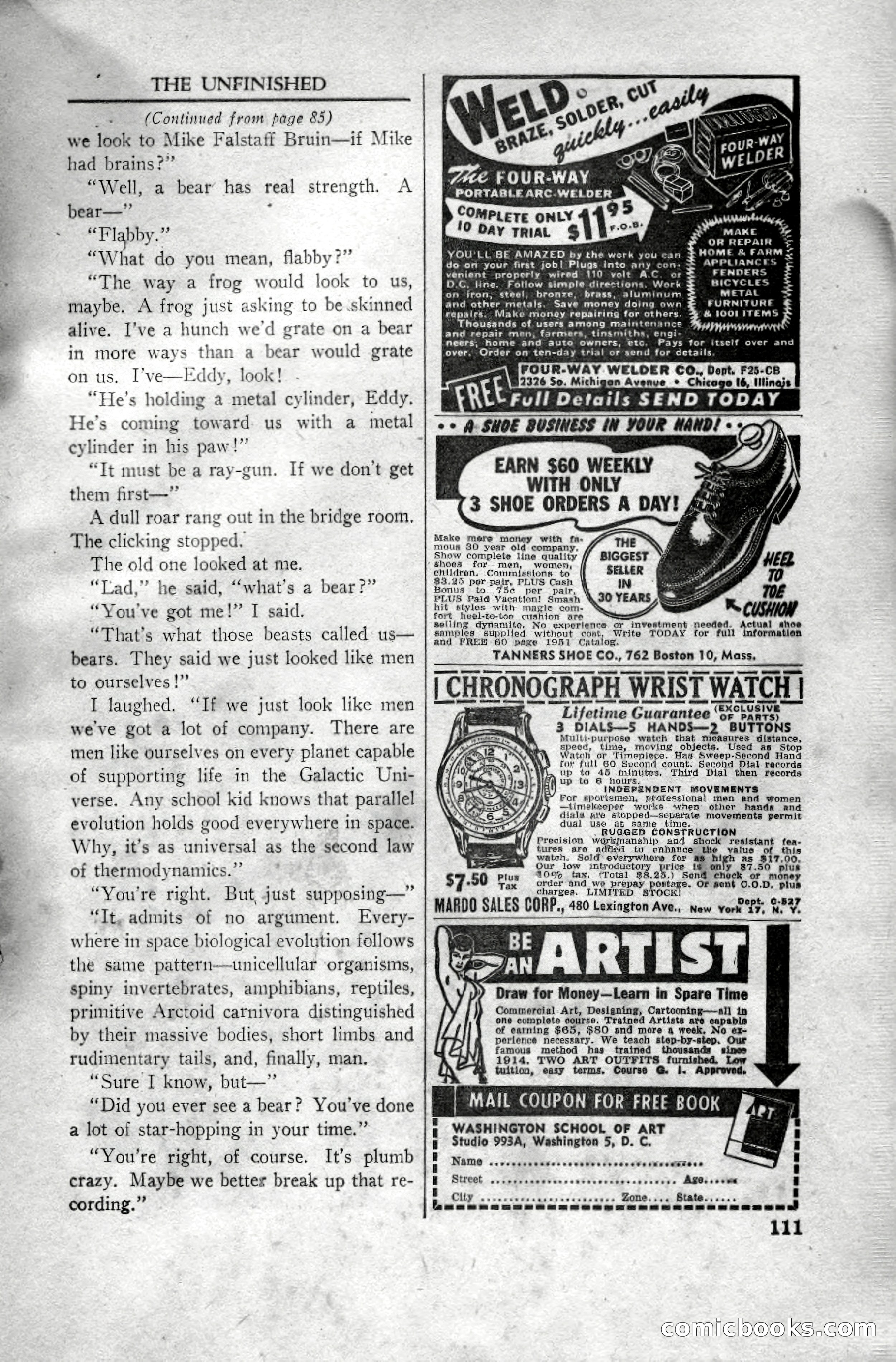Super Science Stories, April 1951 — page 111 of 116