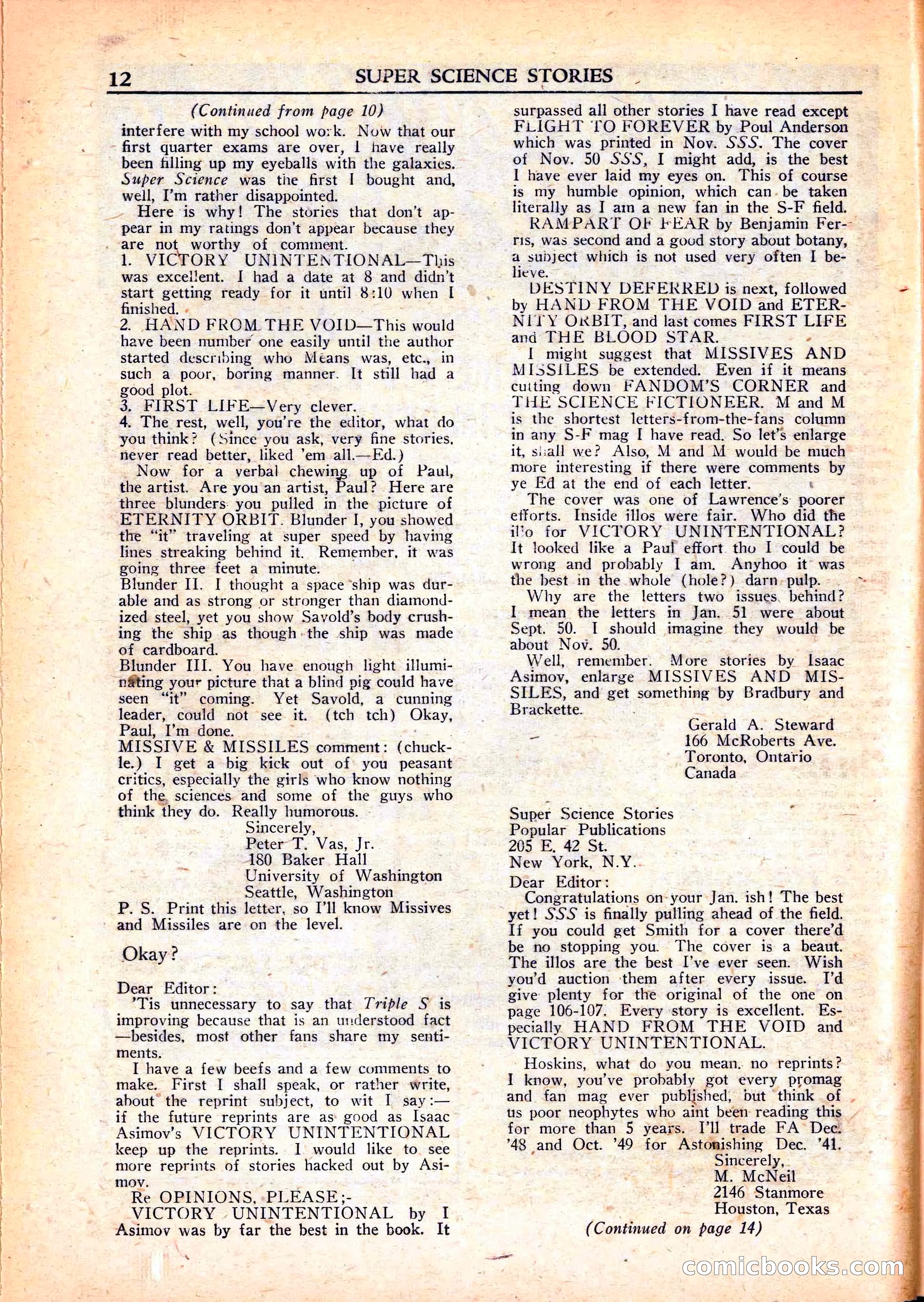 Super Science Stories, June 1951 — page 12 of 116