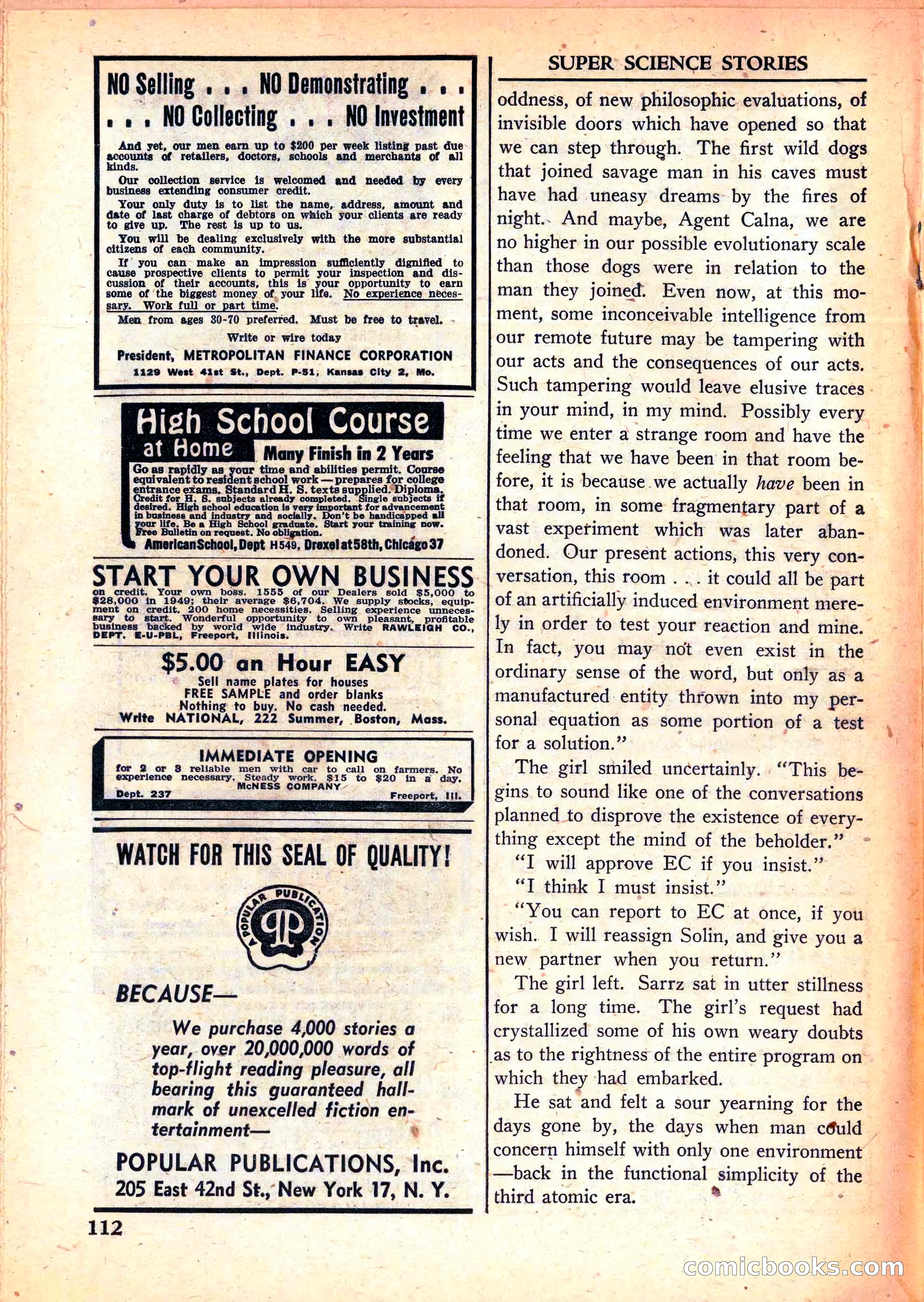 Super Science Stories, June 1951 — page 112 of 116