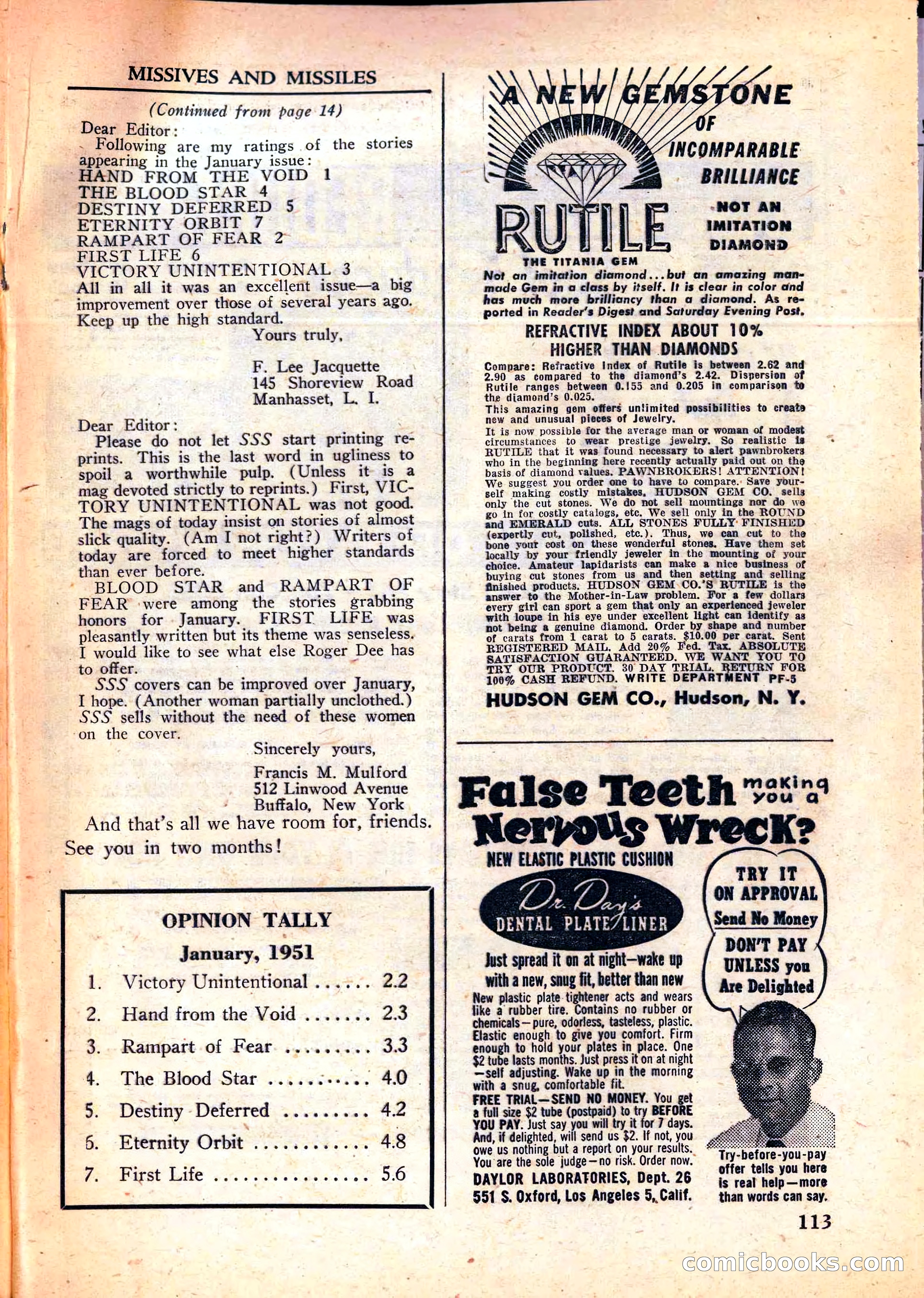Super Science Stories, June 1951 — page 113 of 116