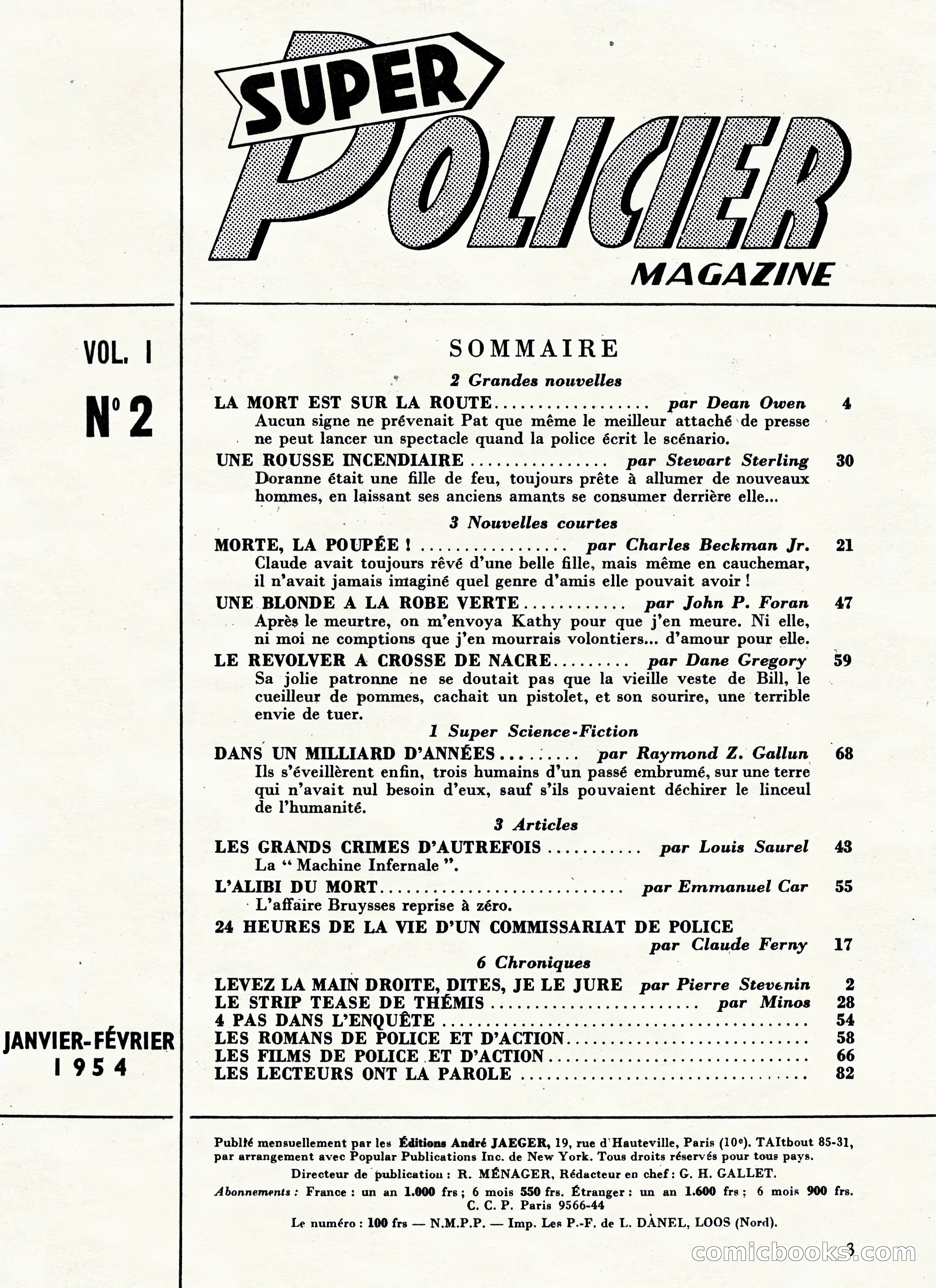 Super Policier Magazine, No. 2 — page 3 of 84