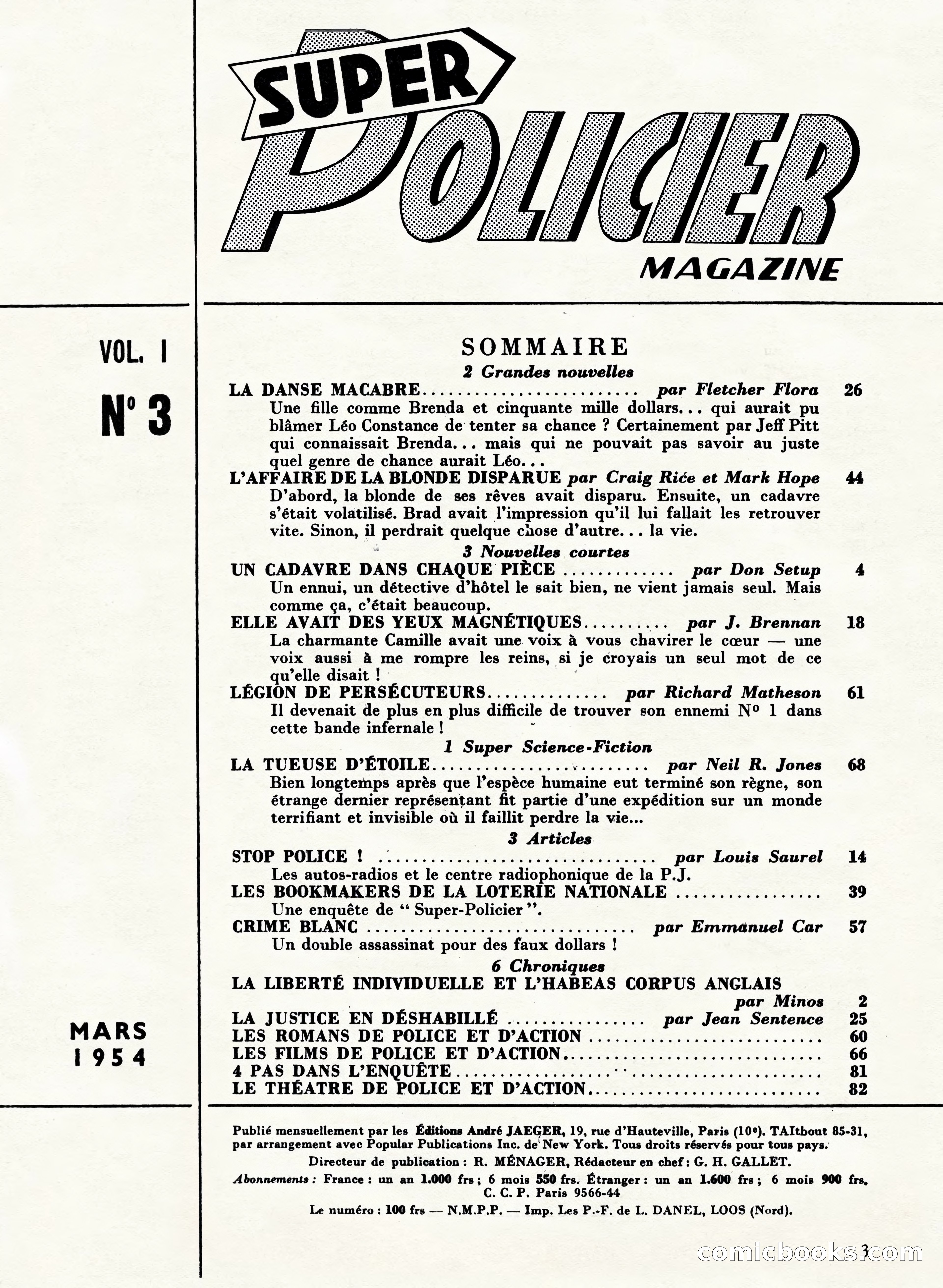 Super Policier Magazine, Issue 3 — page 3 of 84