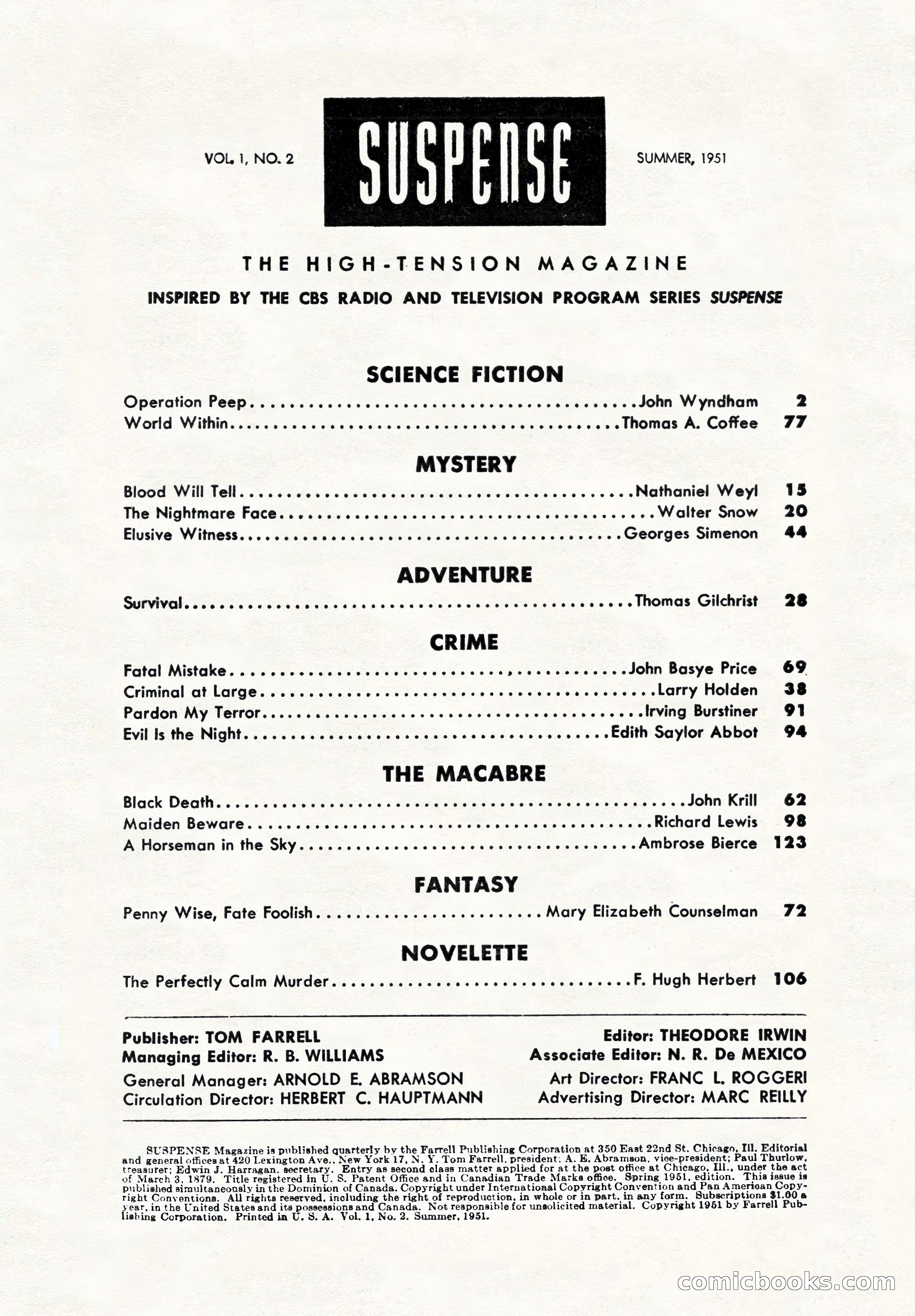 Suspense Magazine, Summer 1951 — page 3 of 132