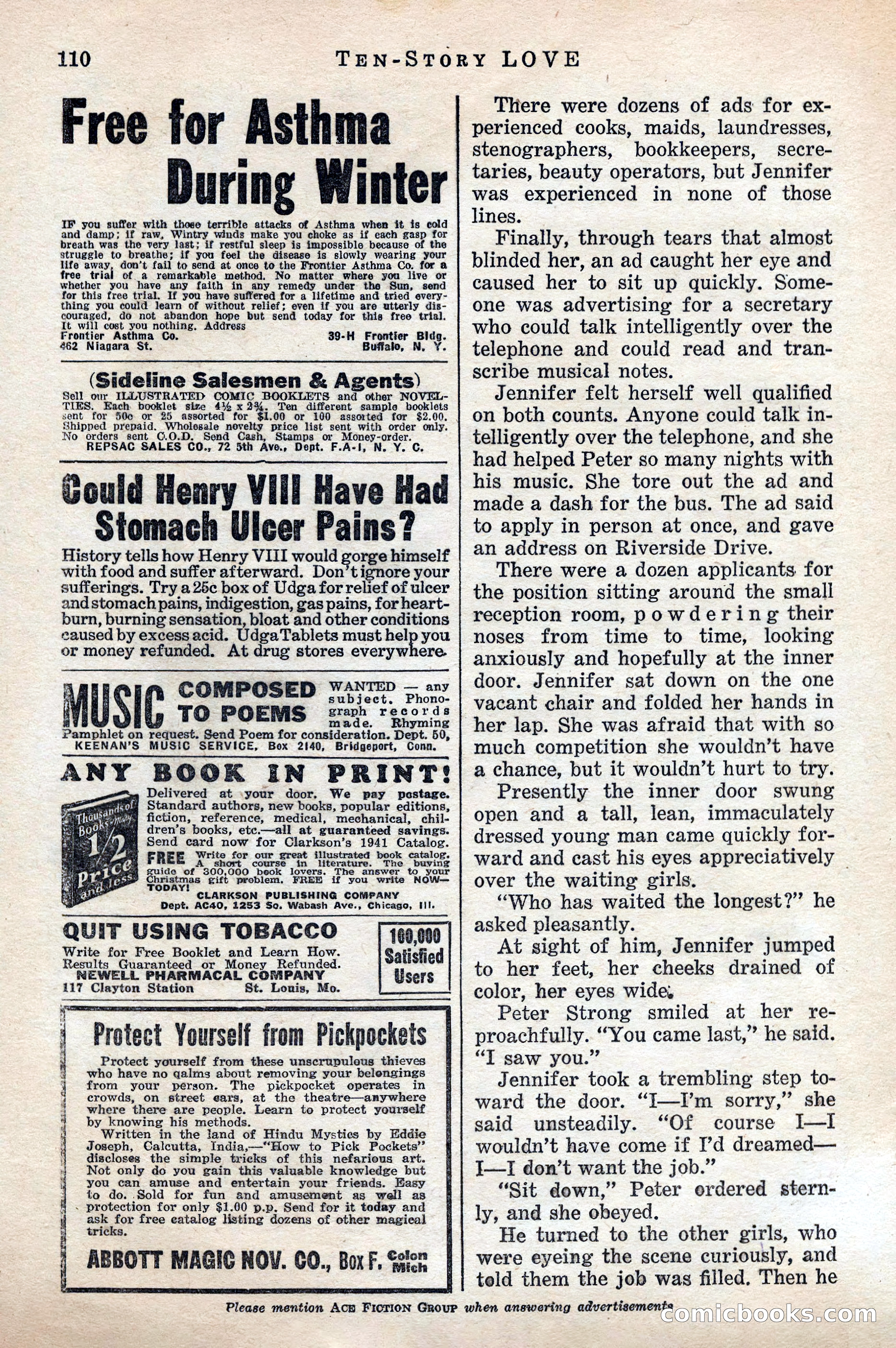 Ten-Story Love Magazine, January 1941 — page 112 of 116