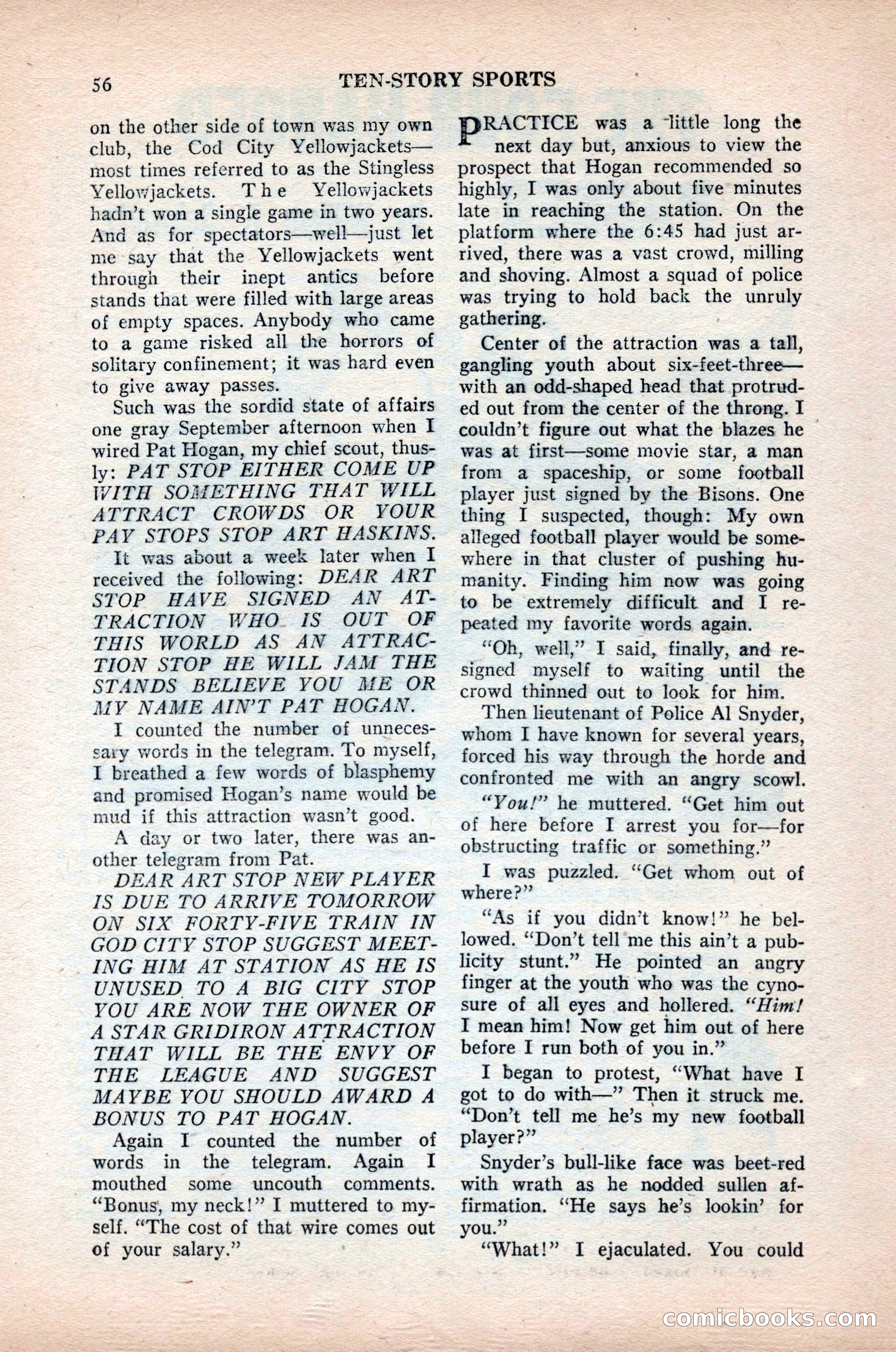 Ten-Story Sports, October 1952 — page 56 of 132