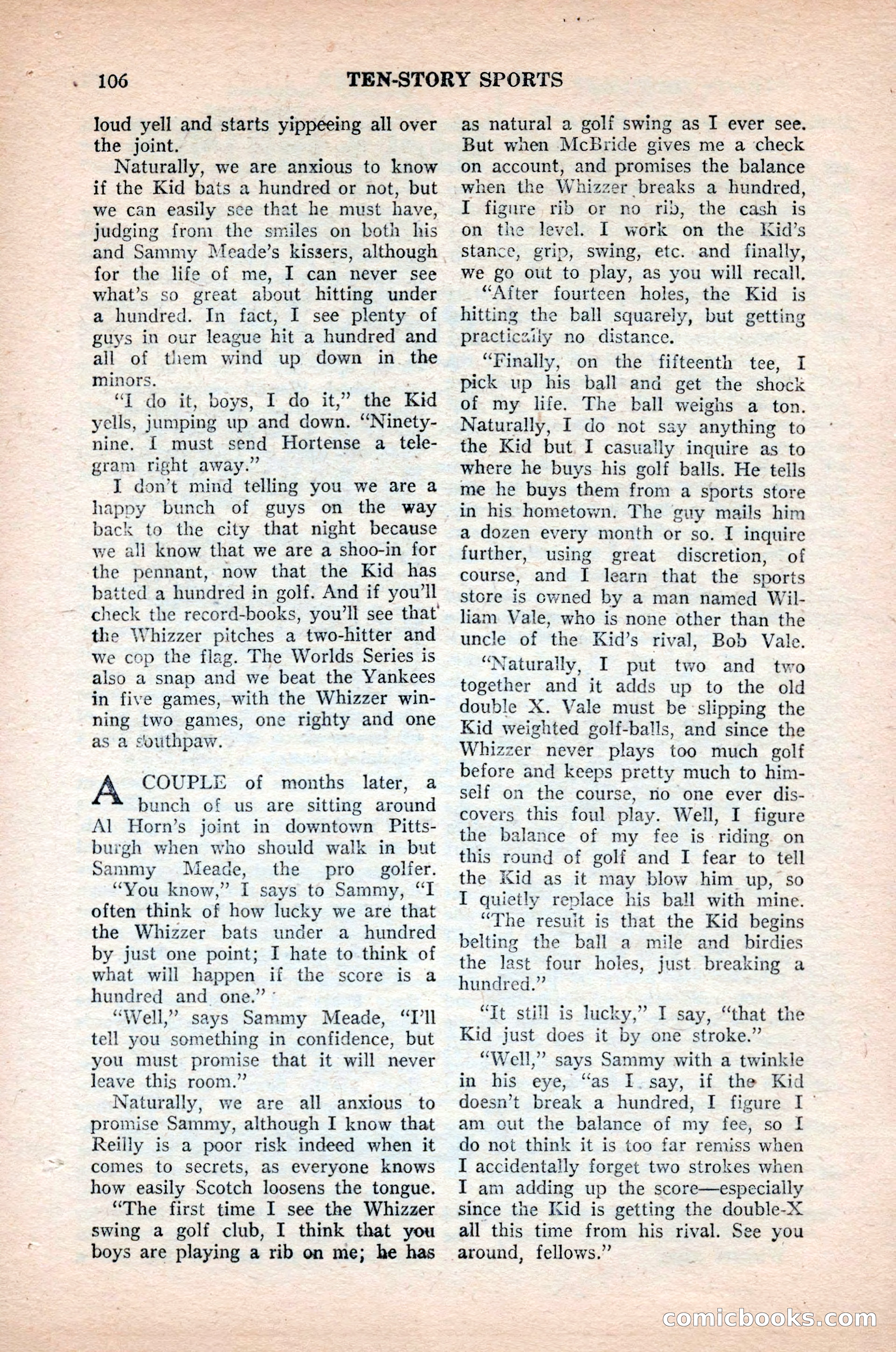 Ten-Story Sports, October 1952 — page 106 of 132