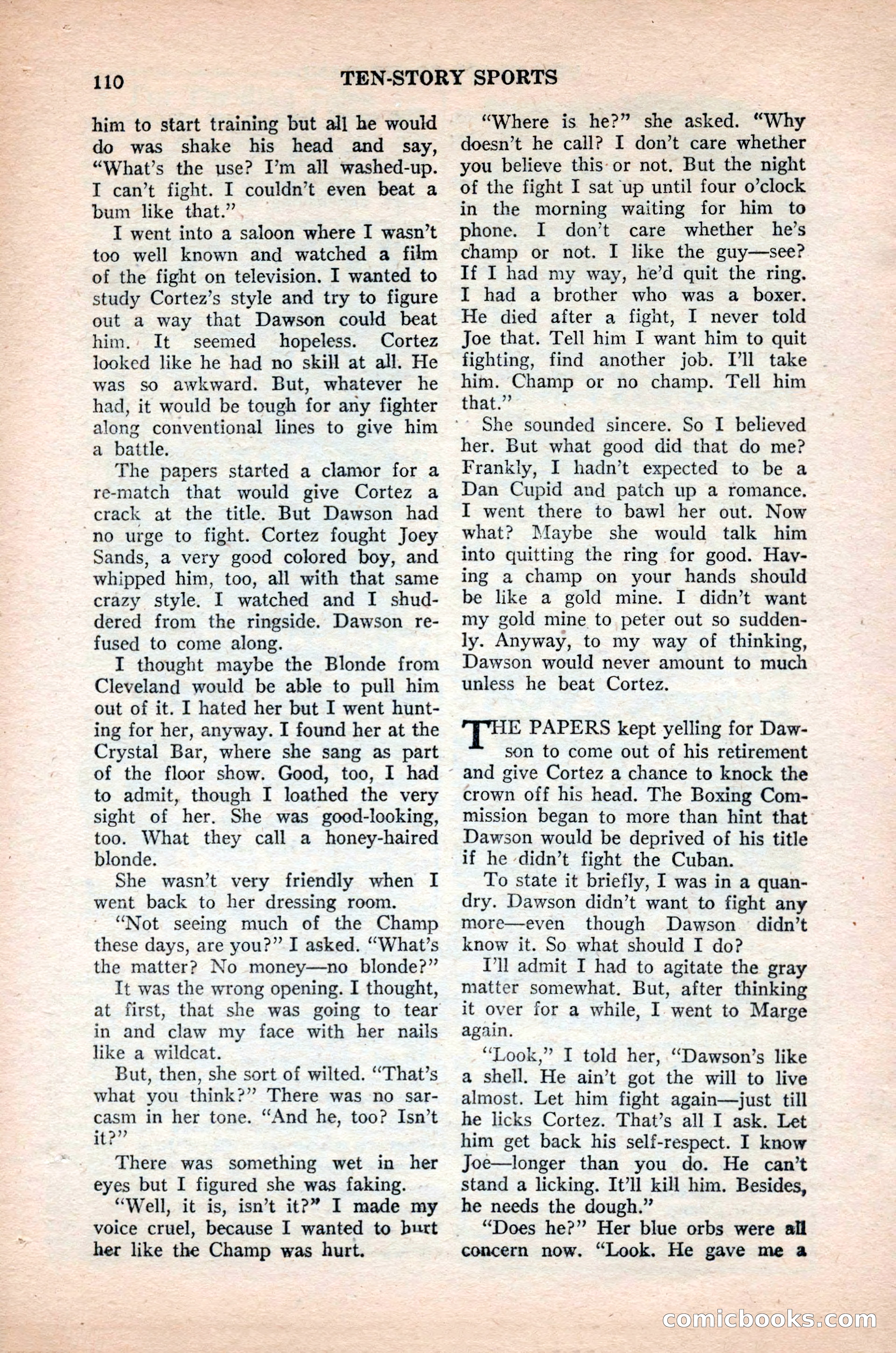 Ten-Story Sports, October 1952 — page 110 of 132