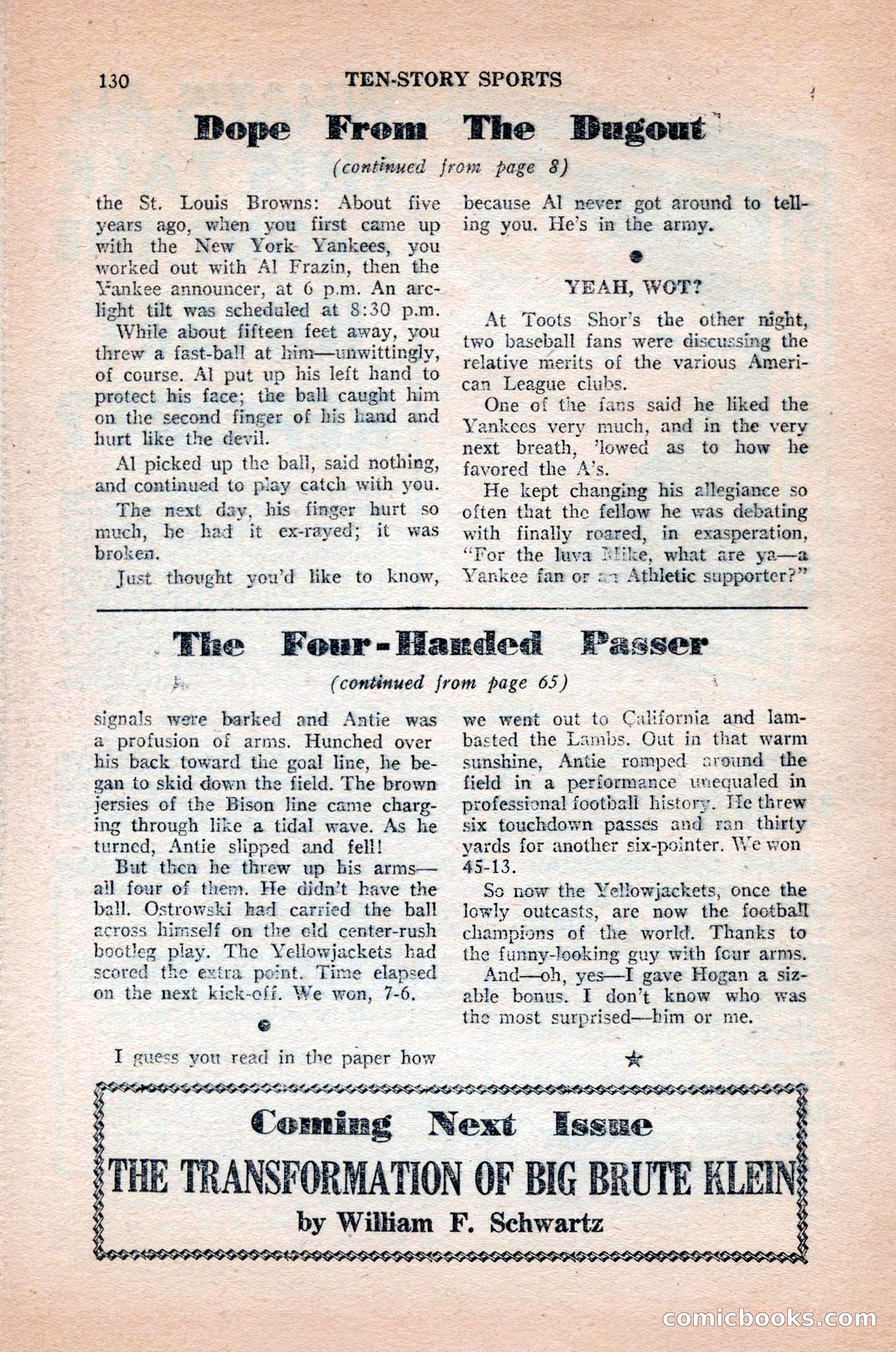 Ten-Story Sports, October 1952 — page 130 of 132