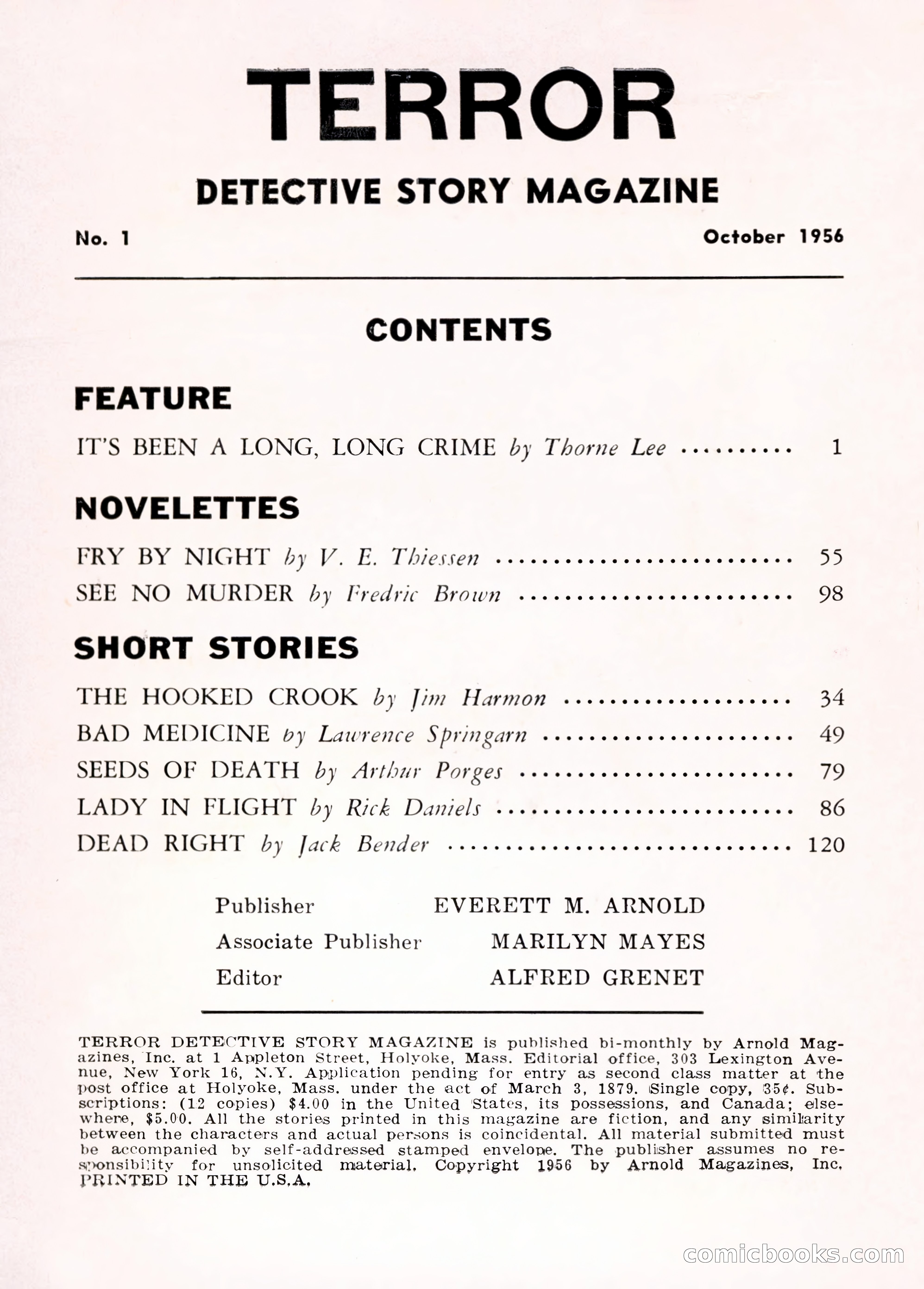 Terror Detective Story Magazine, October 1956 — page 2 of 132