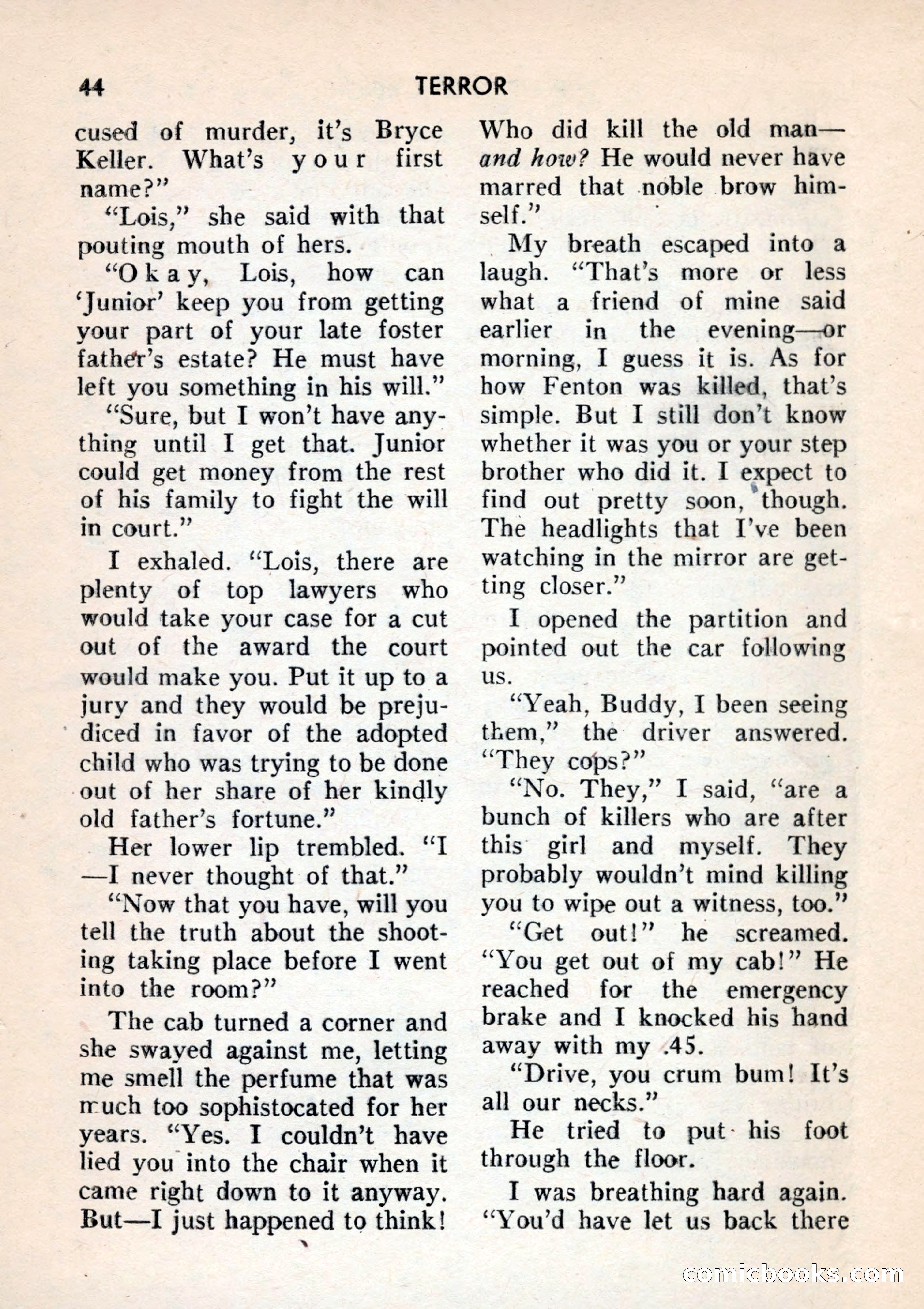 Terror Detective Story Magazine, October 1956 — page 46 of 132