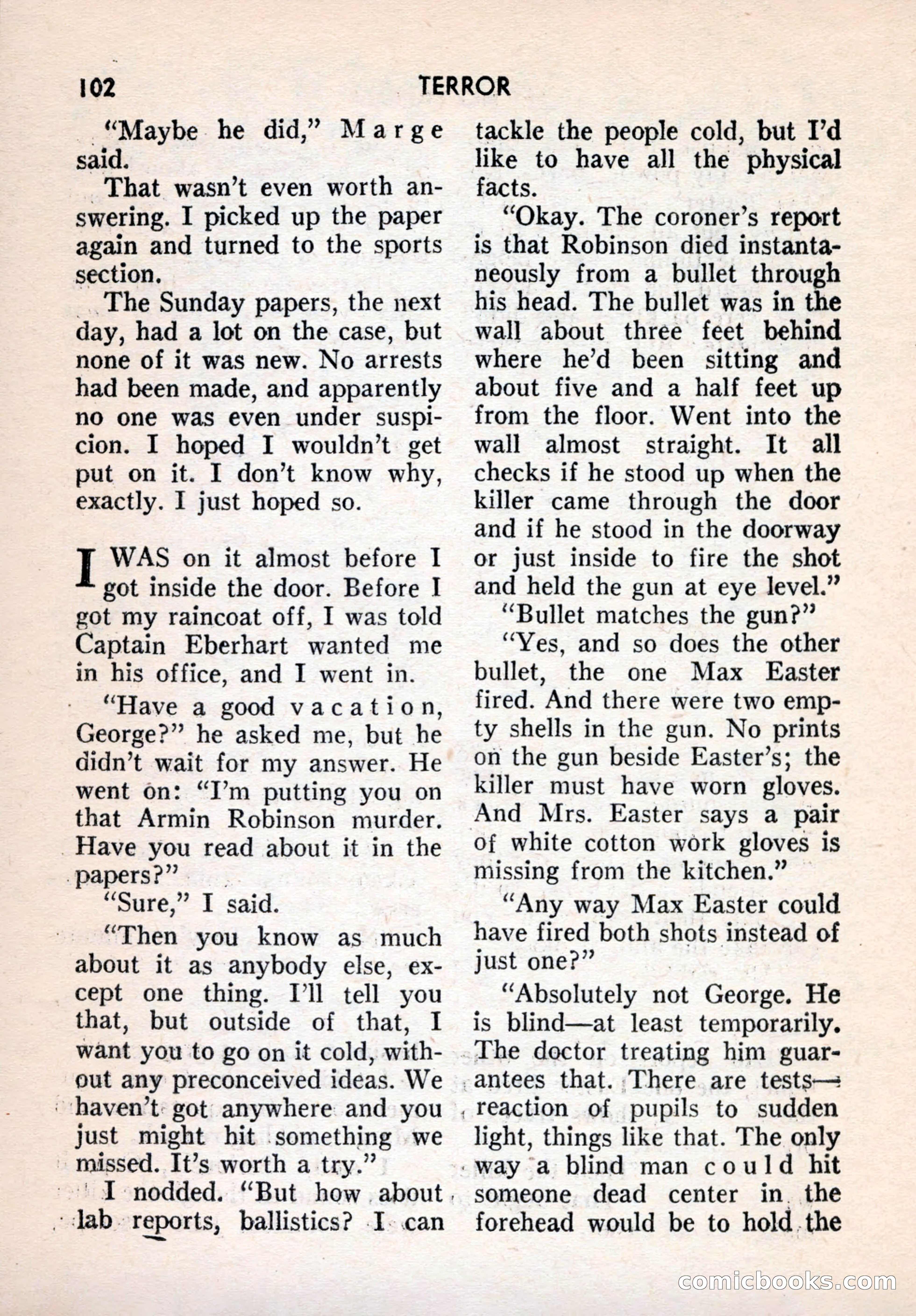 Terror Detective Story Magazine, October 1956 — page 104 of 132