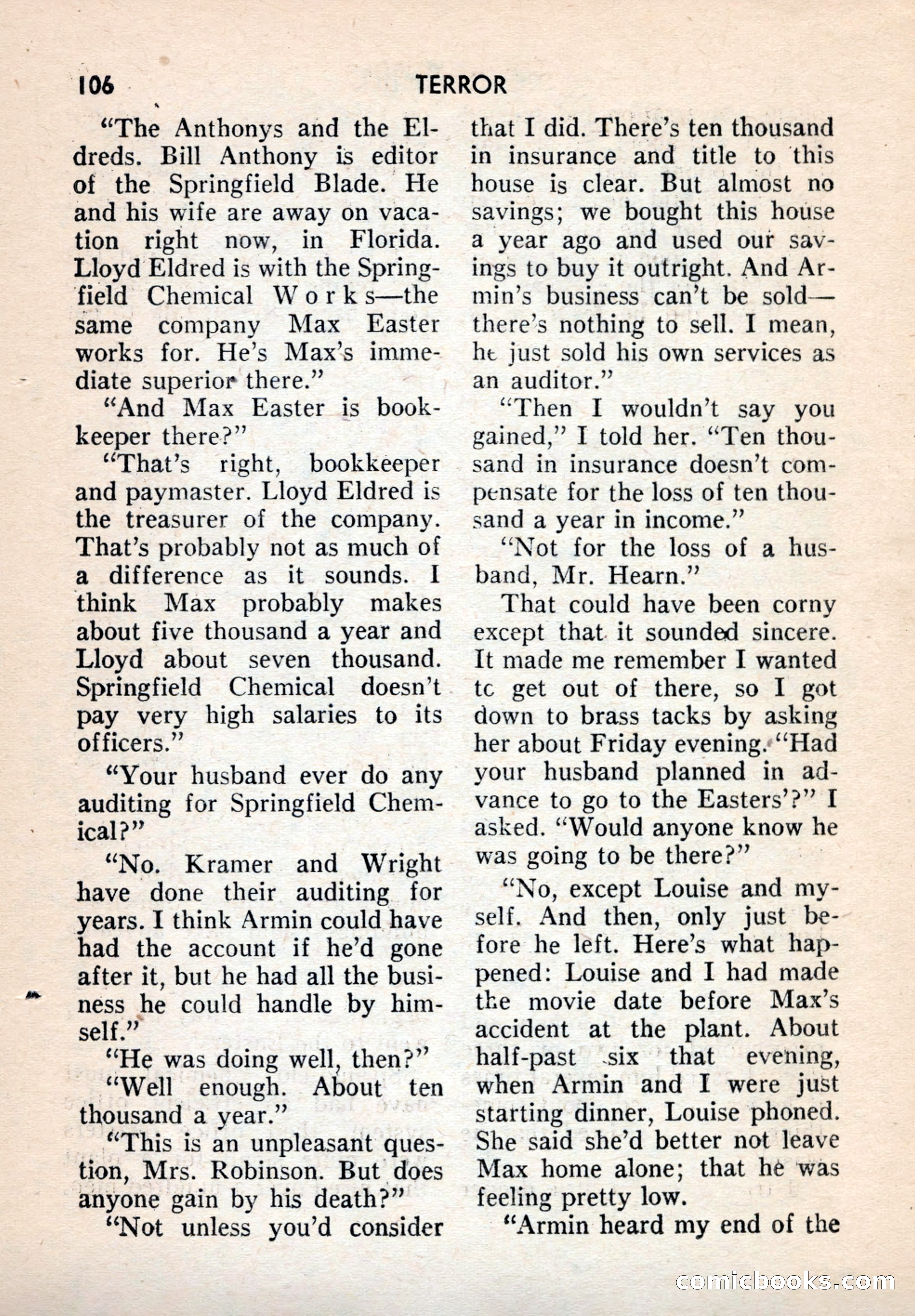 Terror Detective Story Magazine, October 1956 — page 108 of 132
