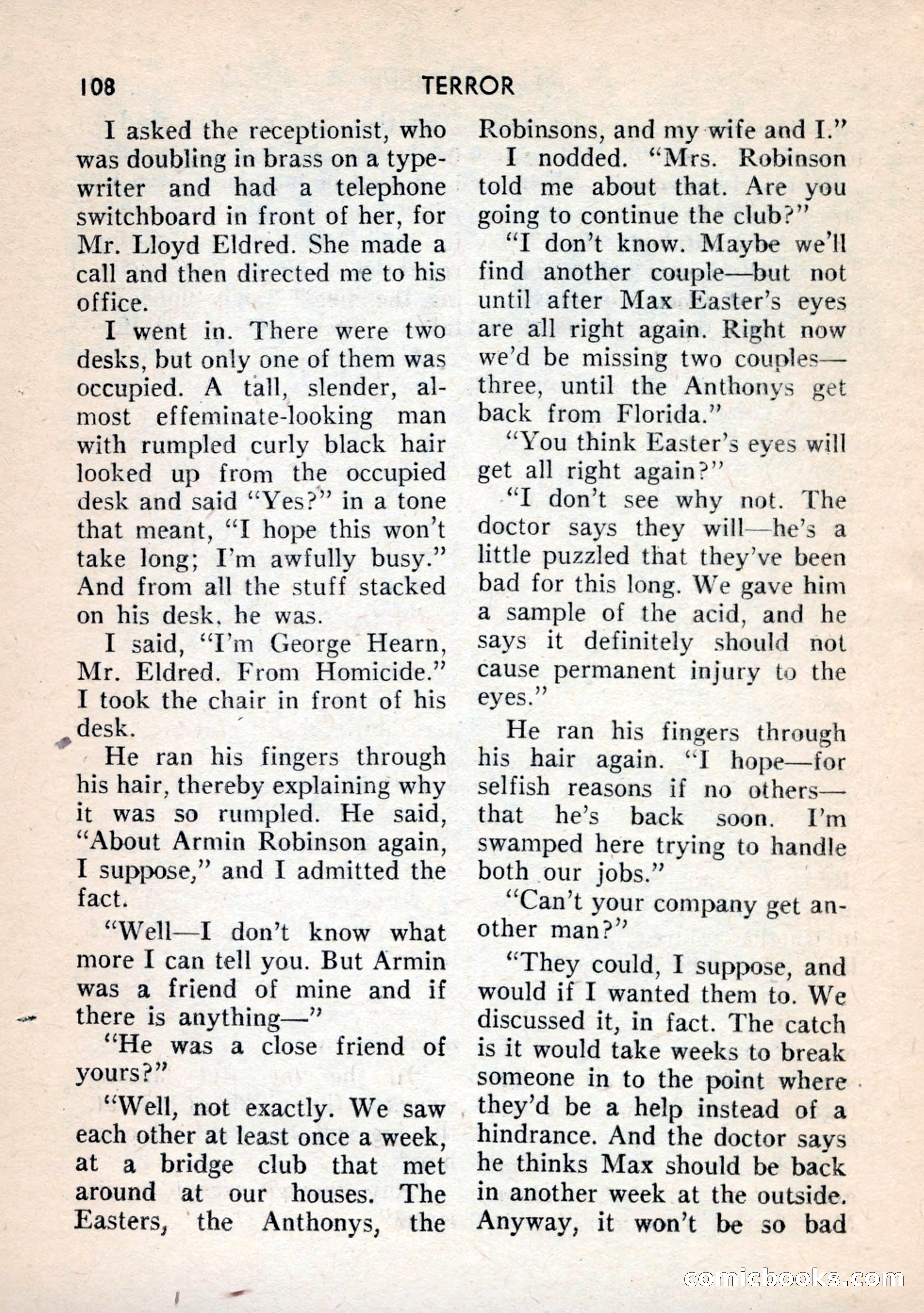 Terror Detective Story Magazine, October 1956 — page 110 of 132