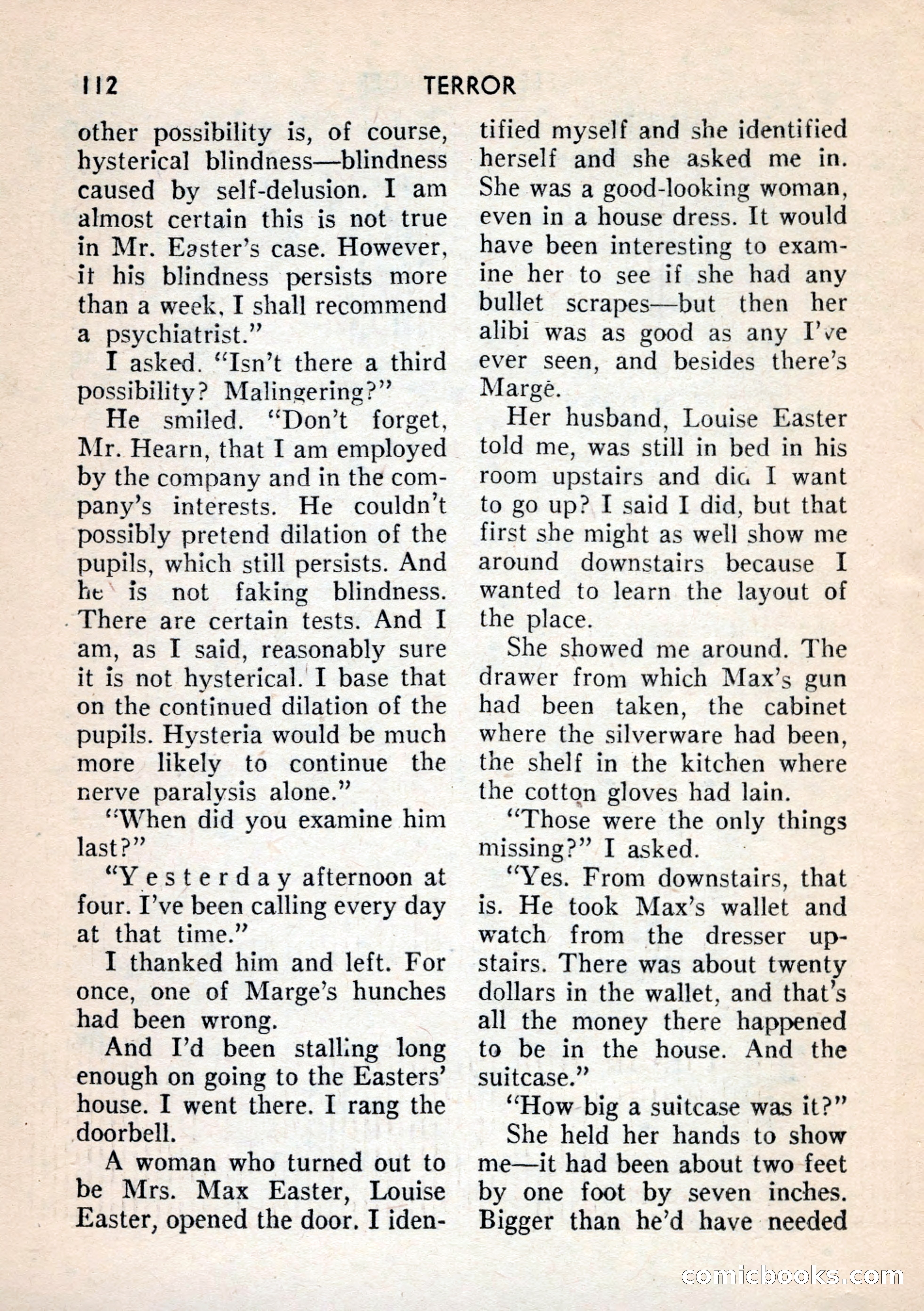 Terror Detective Story Magazine, October 1956 — page 114 of 132