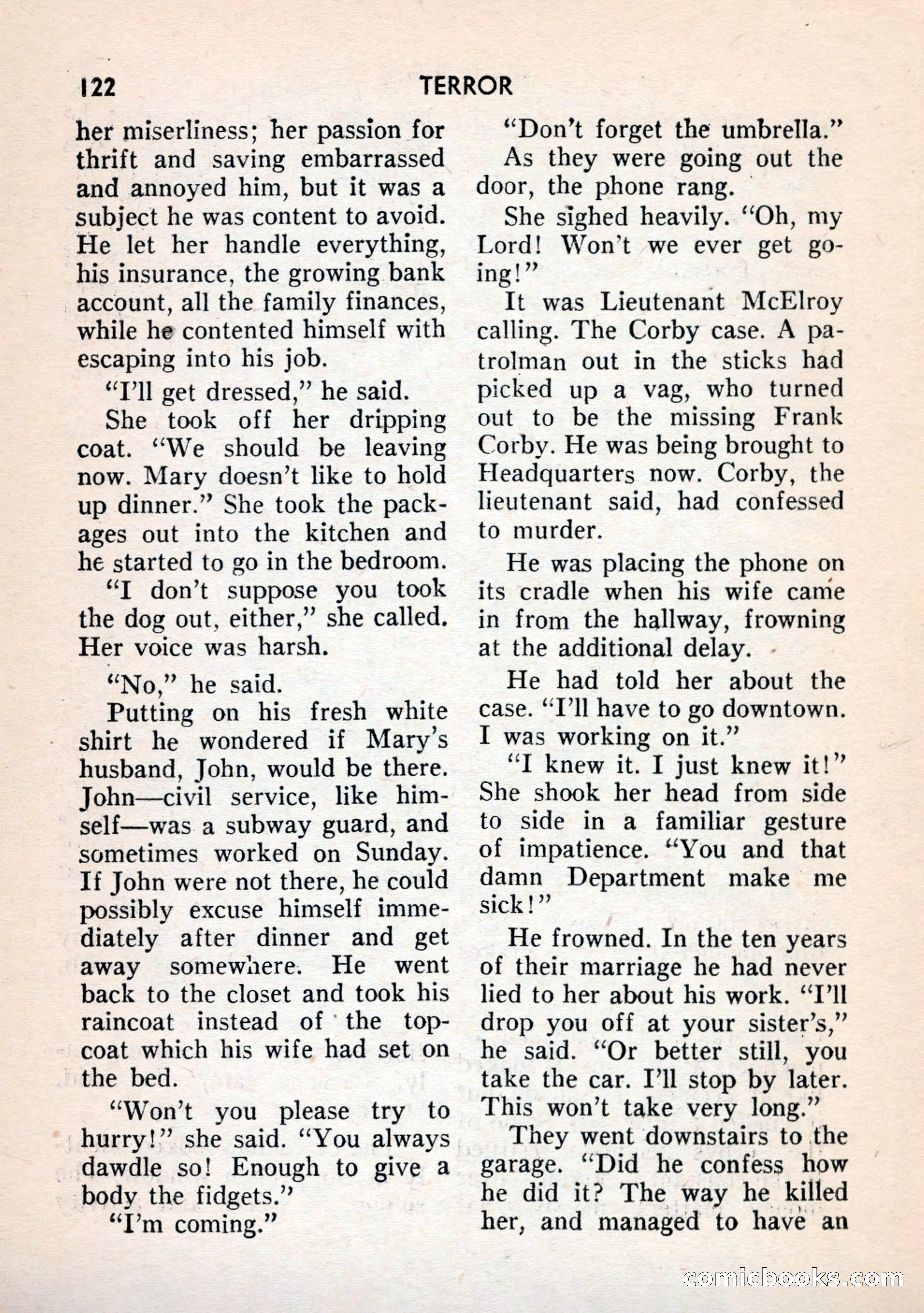 Terror Detective Story Magazine, October 1956 — page 124 of 132