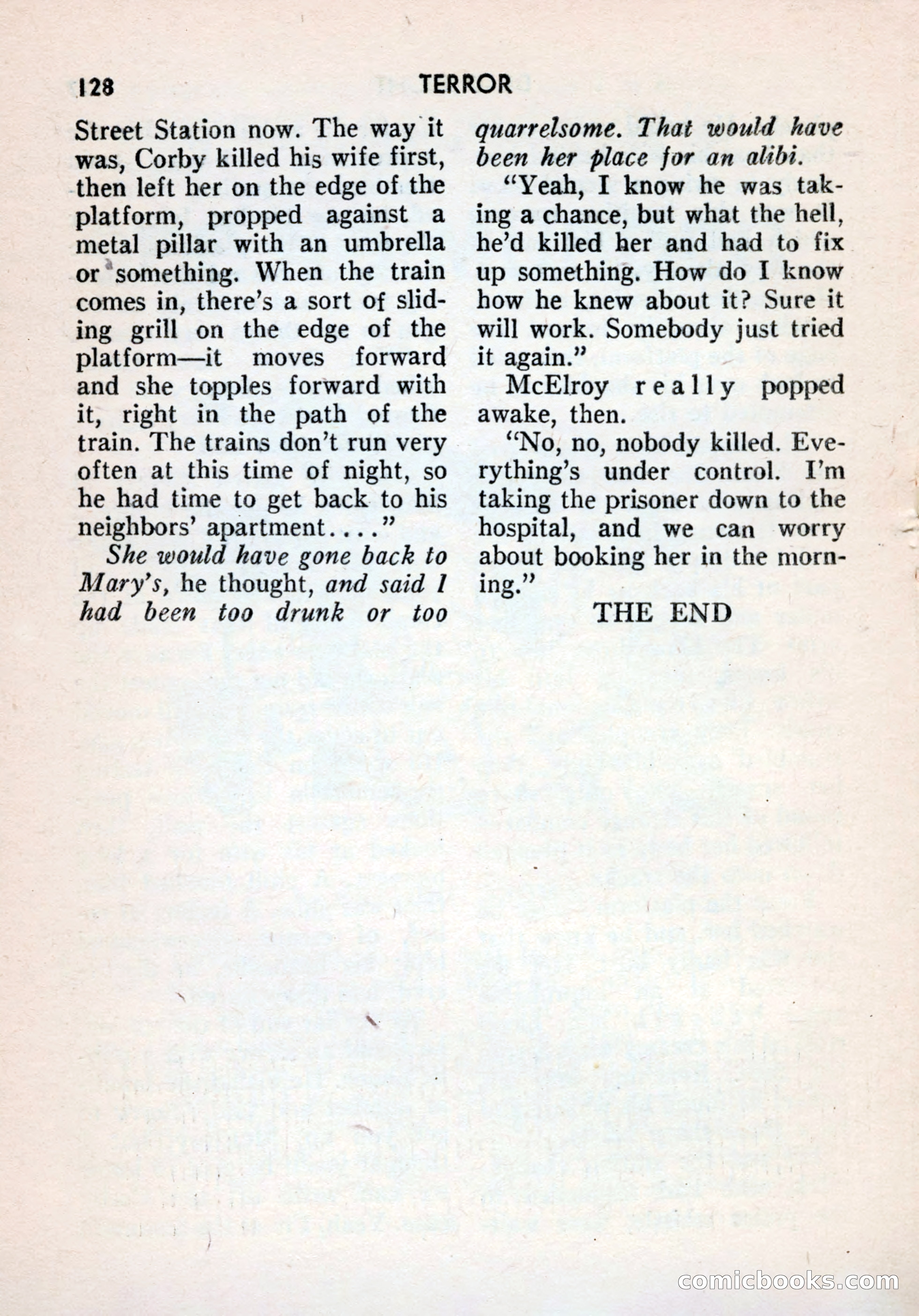 Terror Detective Story Magazine, October 1956 — page 130 of 132