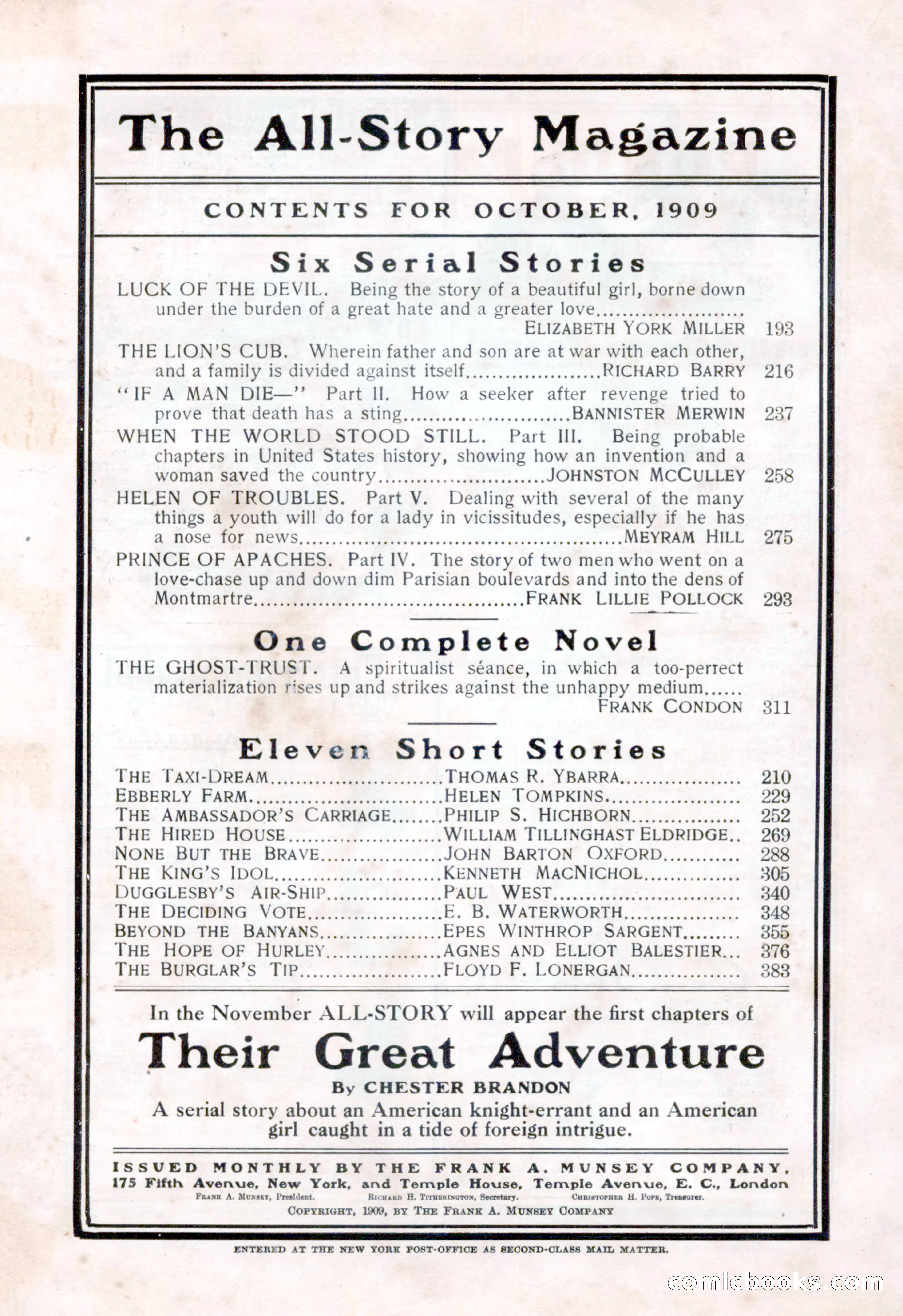 The All-Story Magazine, Vol. 15, No. 2 — page 5 of 224