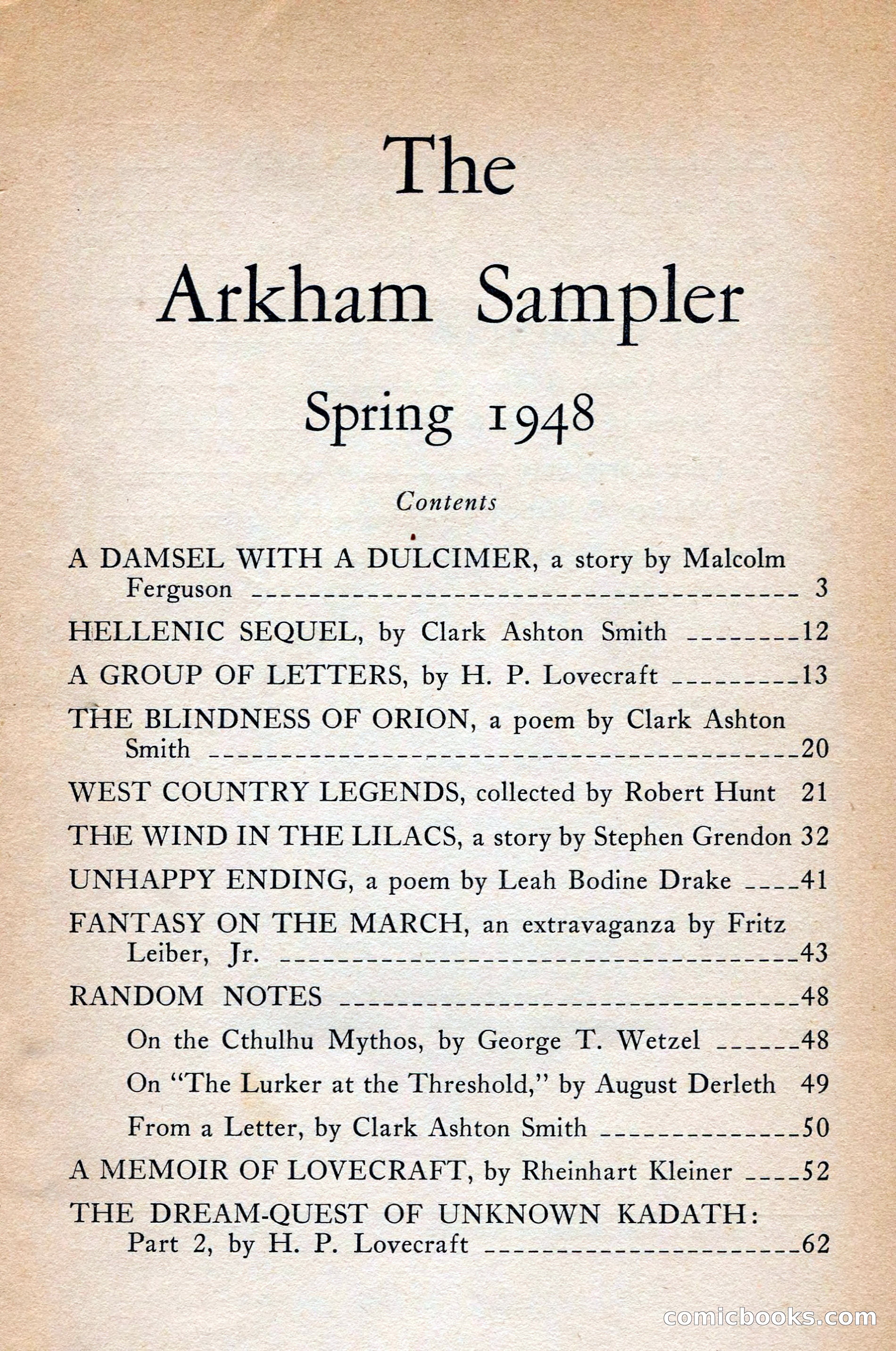 The Arkham Sampler, Spring 1948 — page 3 of 104